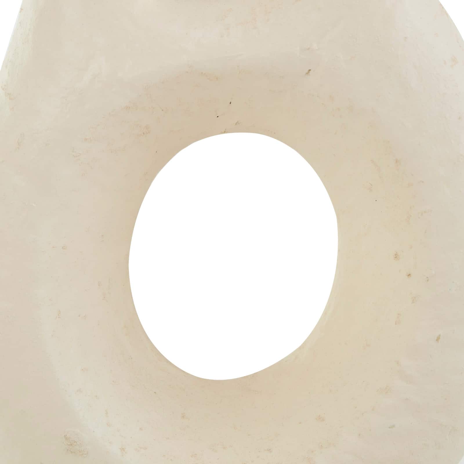 12" Beige Paper Mache Abstract Rounded Vase with Double Openings