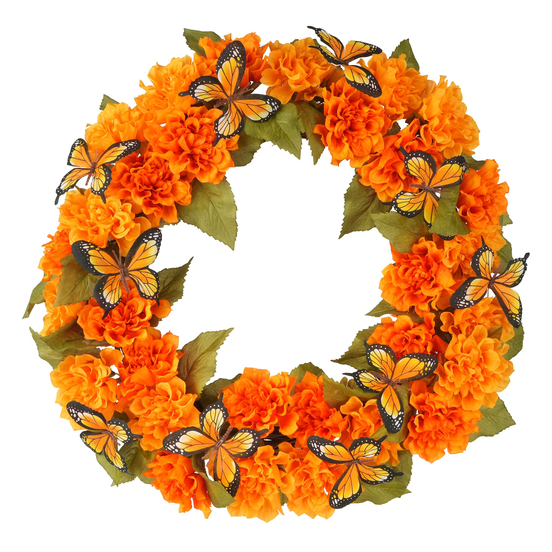 20" Orange Marigold & Butterfly Wreath by Ashland®