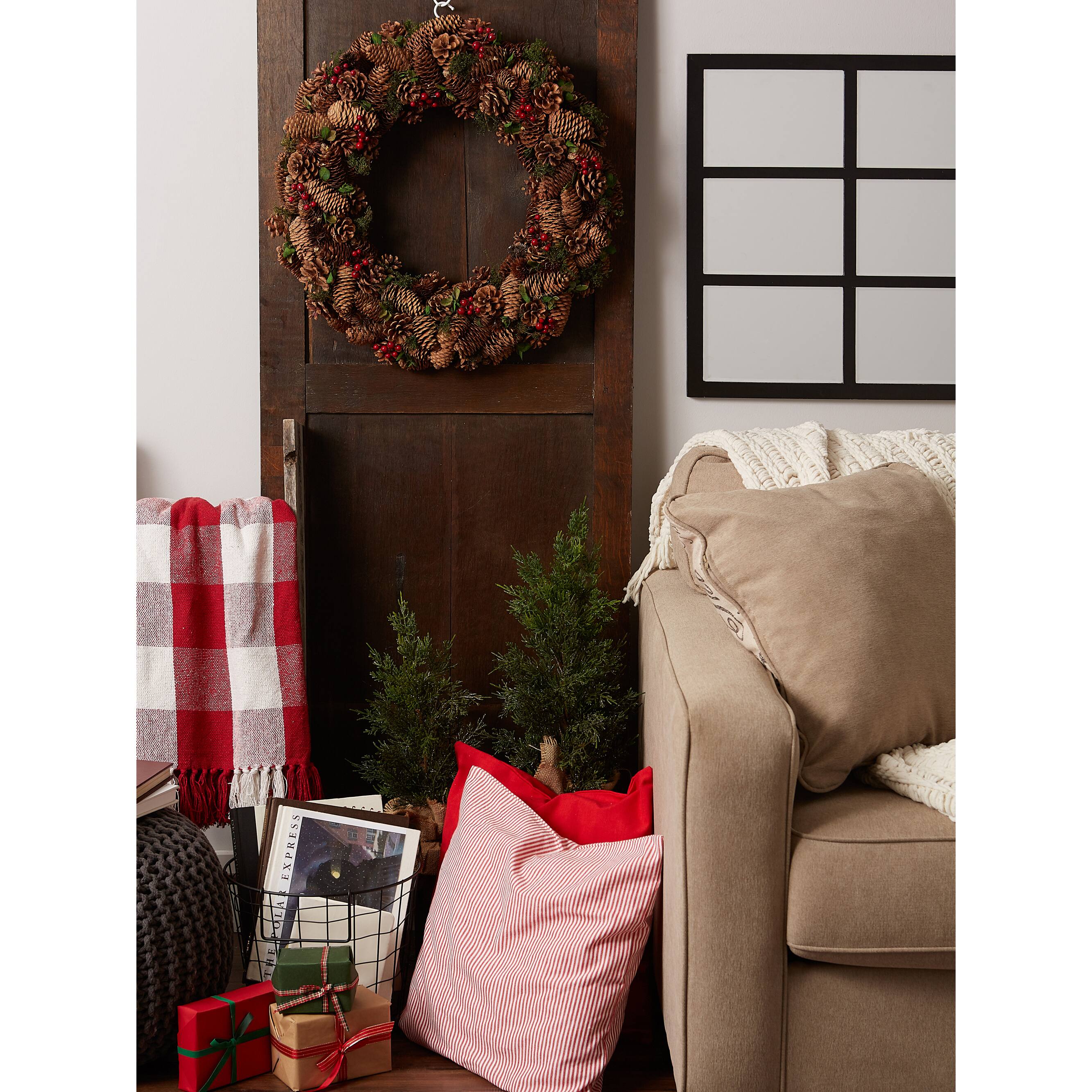 DII® Berry Pinecone Holiday Wreath