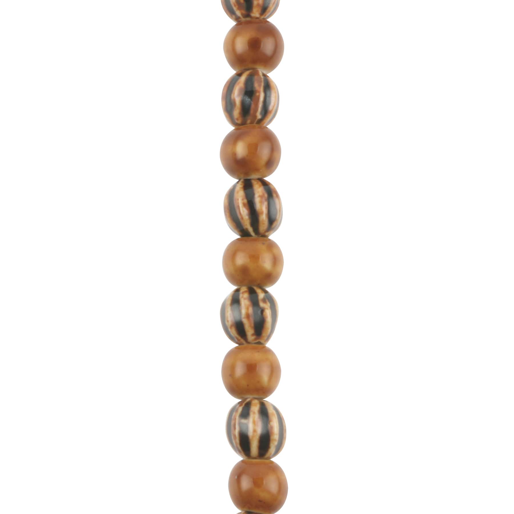 Brown Stripes & Solids Ceramic Round Beads, 10mm by Bead Landing™