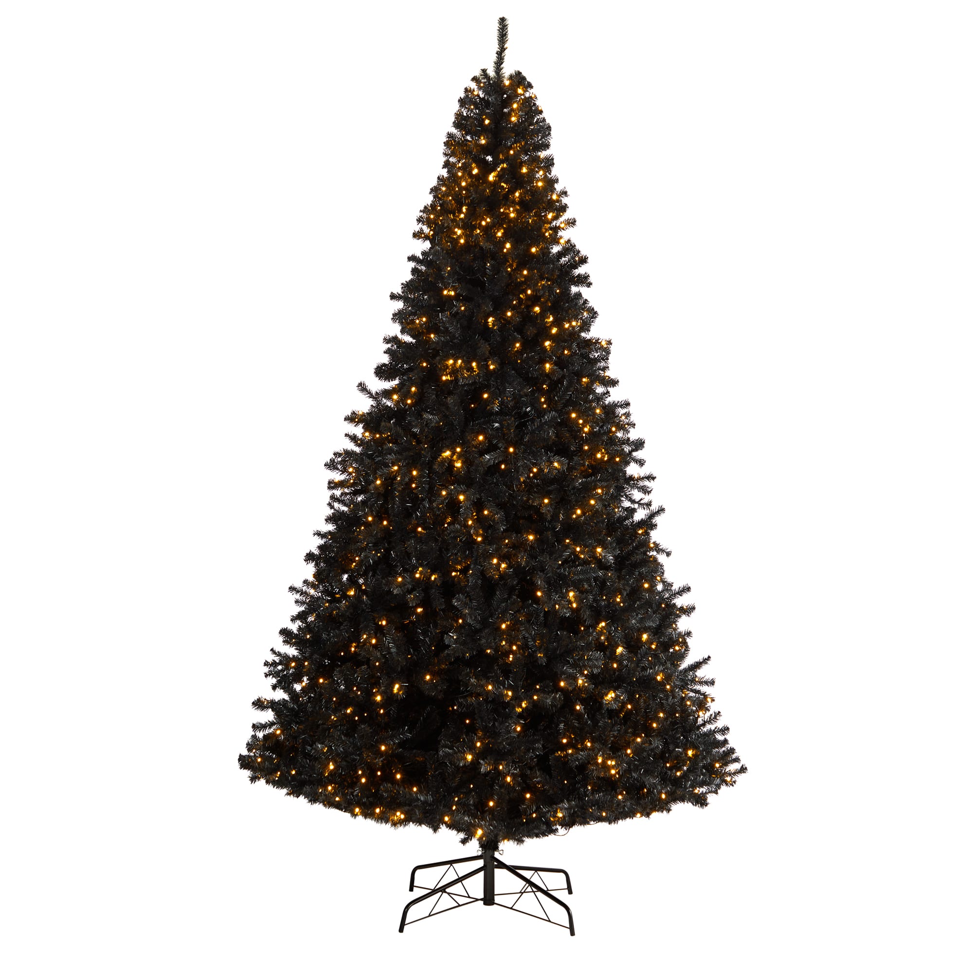 10ft. Pre-Lit Black Artificial Christmas Tree, Clear LED Lights