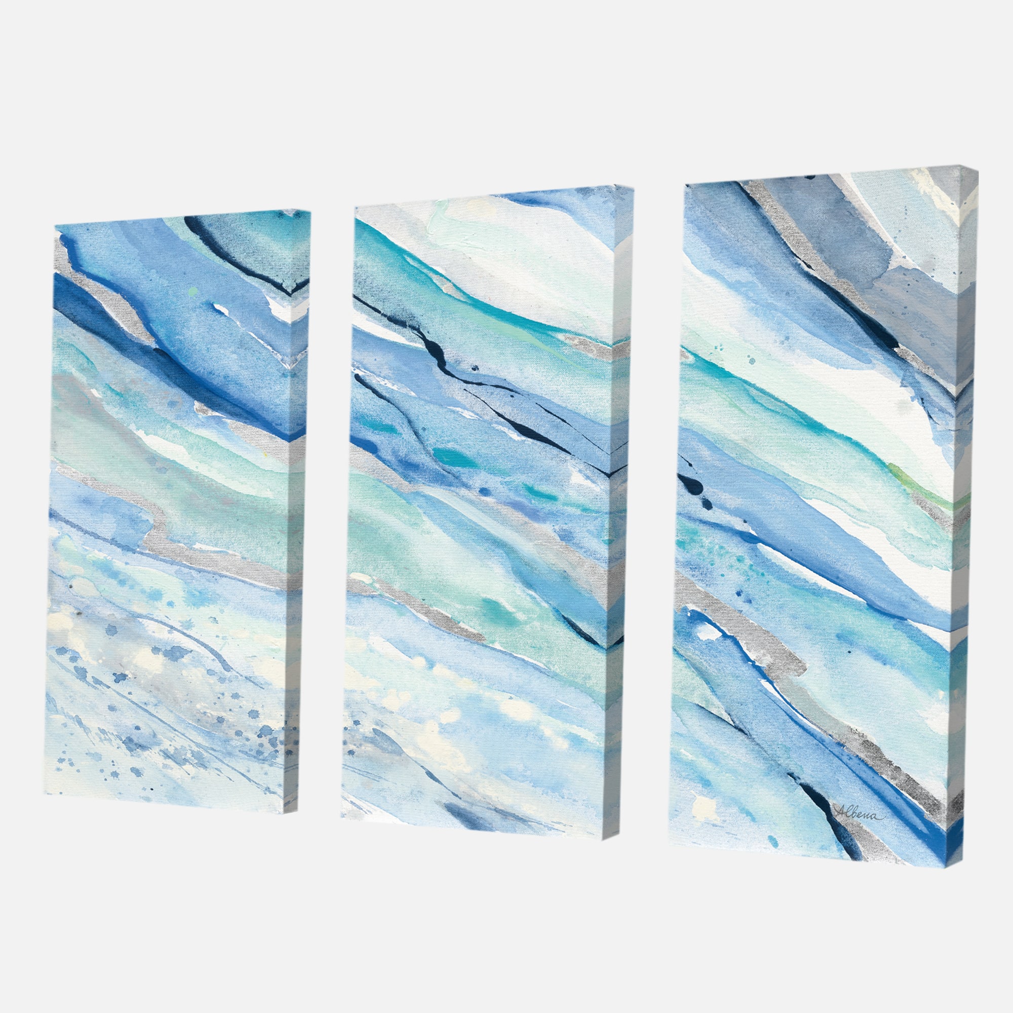Designart - Blue Silver Spring I - Modern Lake House Canvas Artwork
