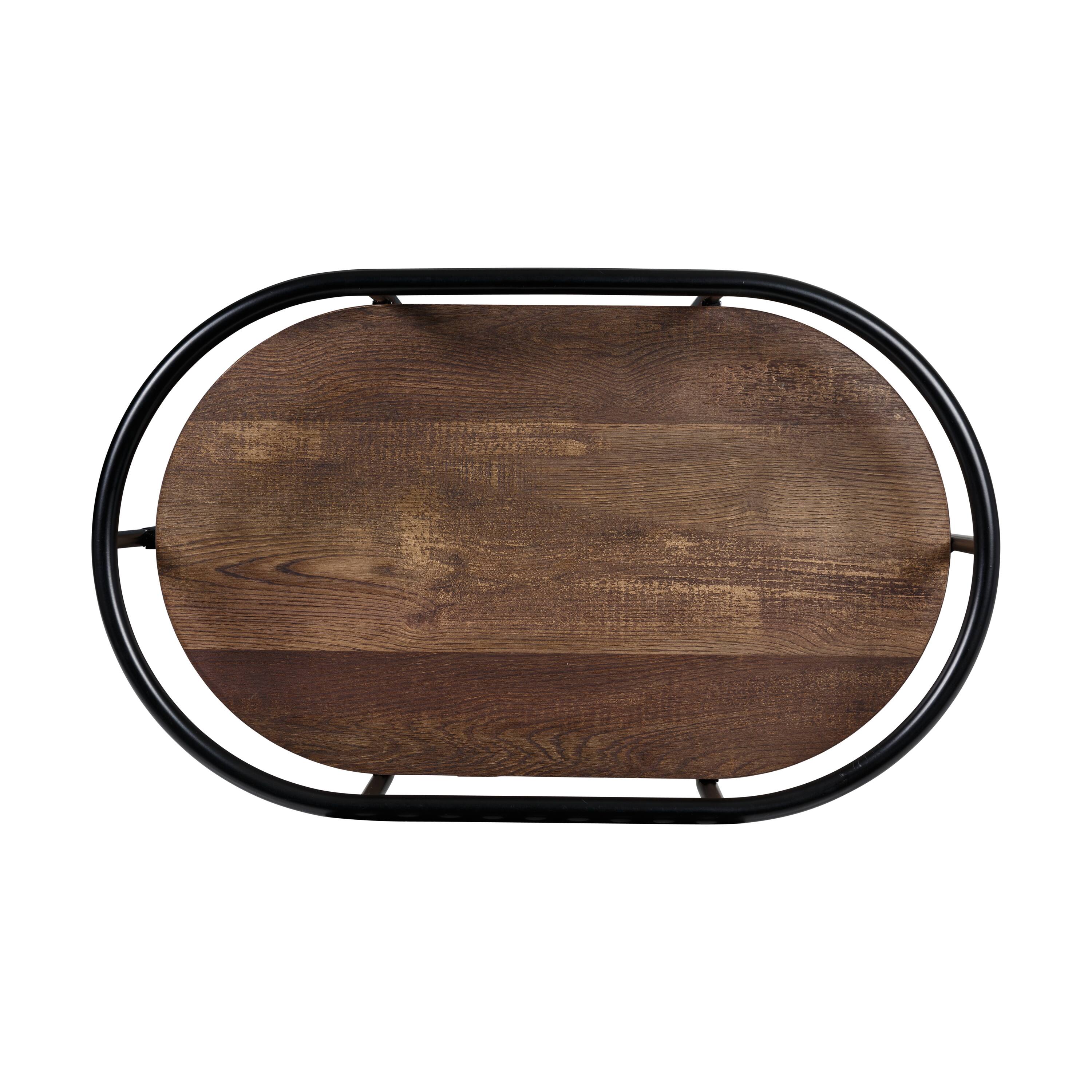 Honey Can Do 3-Tier Black &#x26; Rustic Brown Rolling Bar &#x26; Serving Cart
