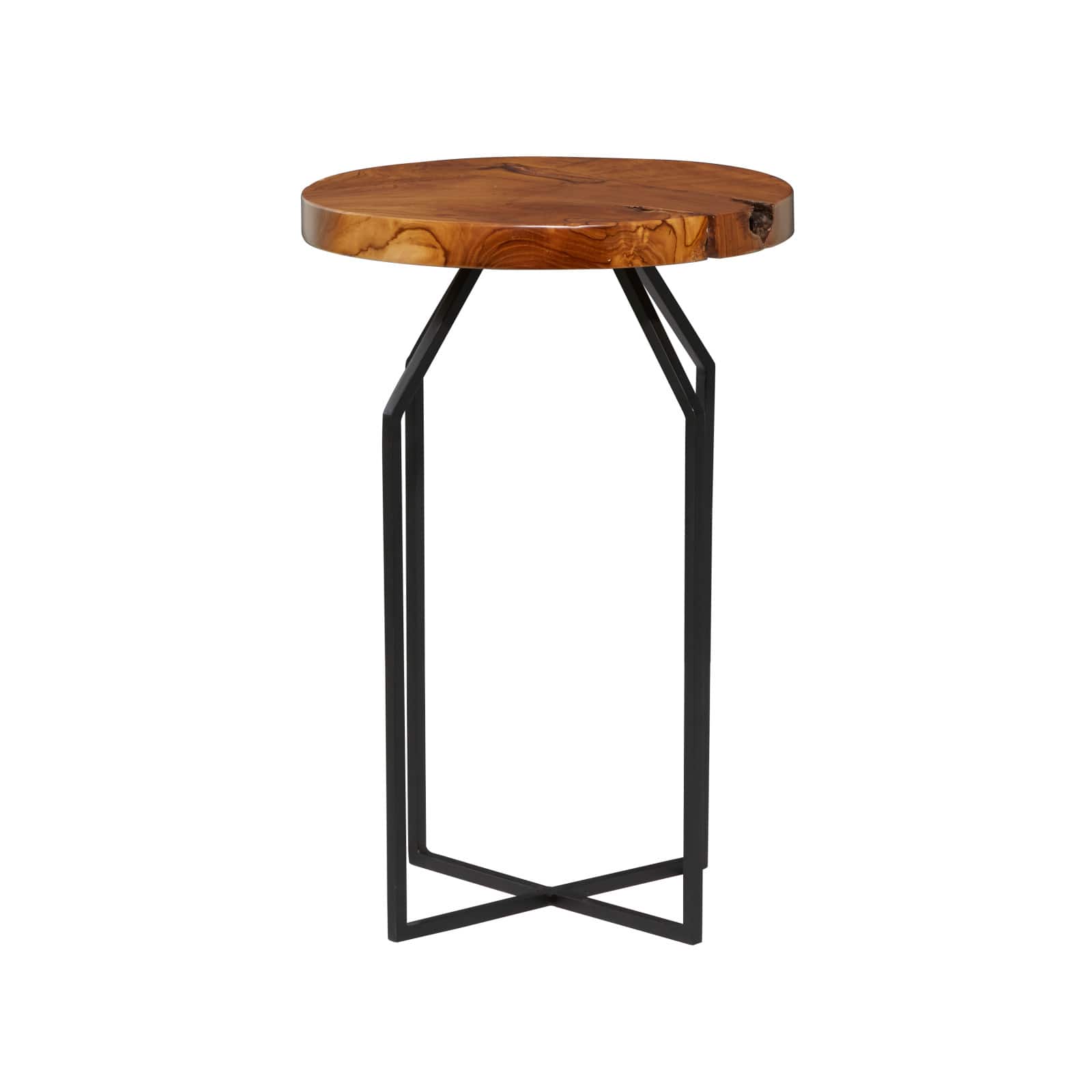 24" Brown Teak Wood Contemporary Accent Table