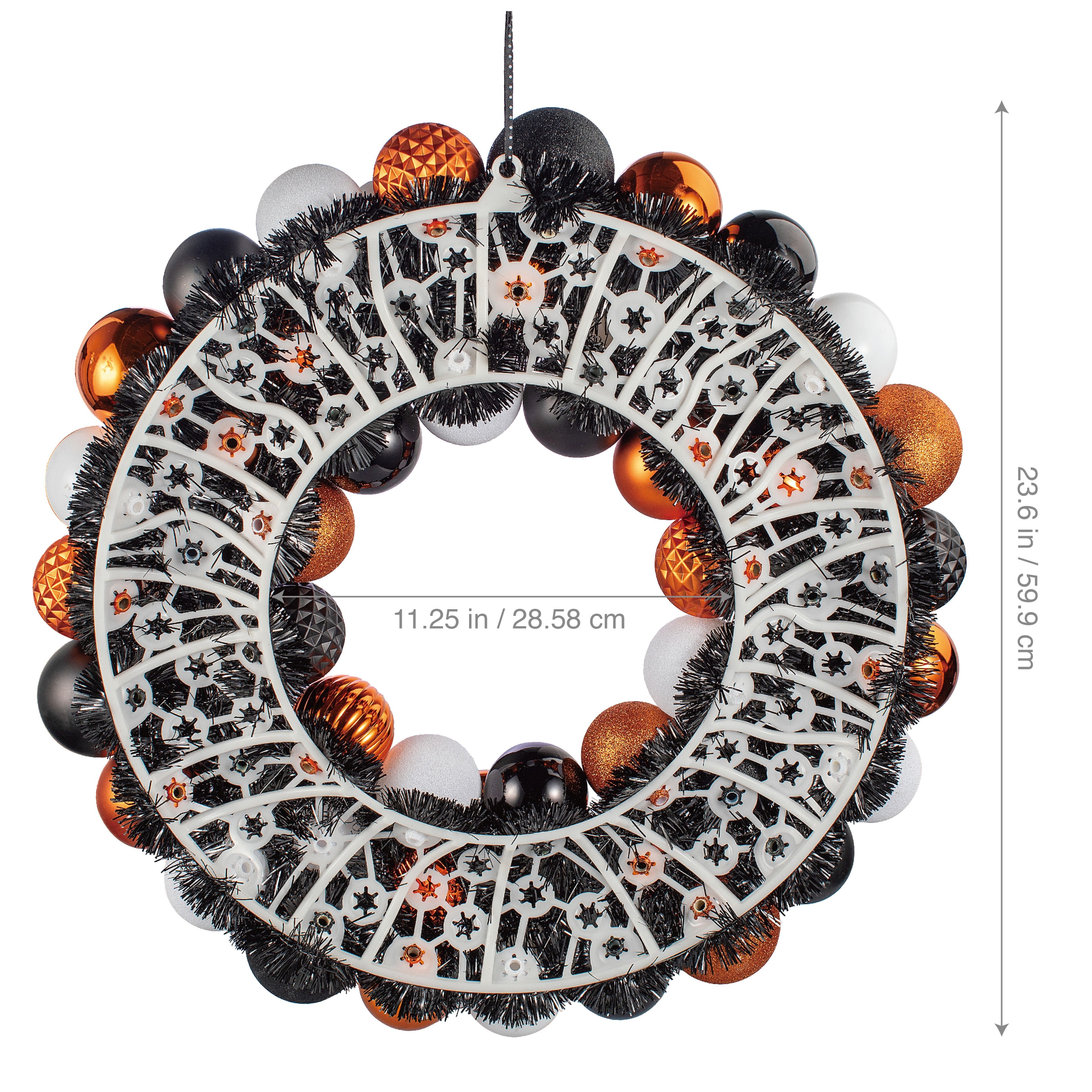 23.5" Orange, Black & White Ghost & Ornament Wreath by Ashland®