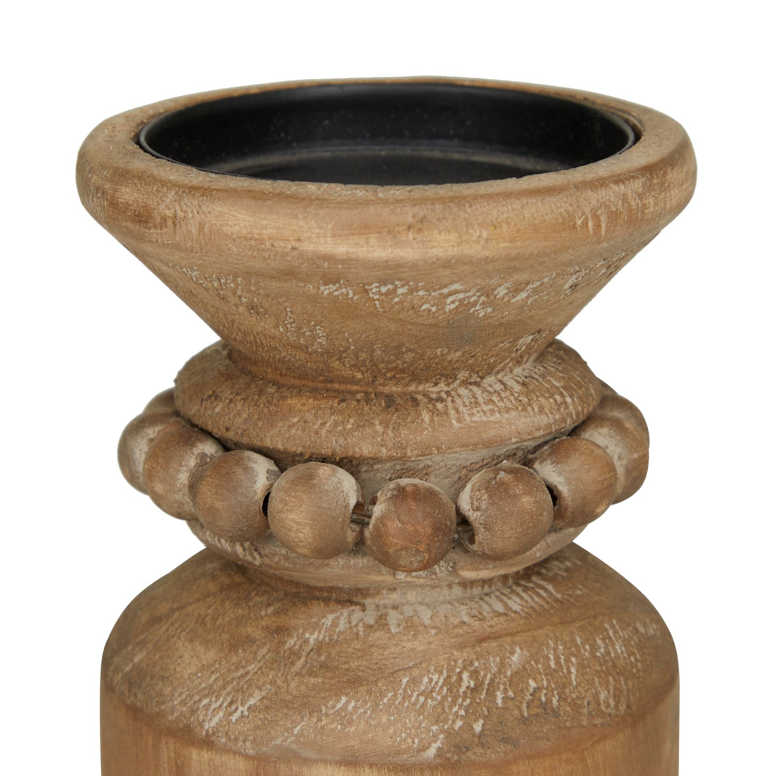 Brown Wood Traditional Candle Holder Set