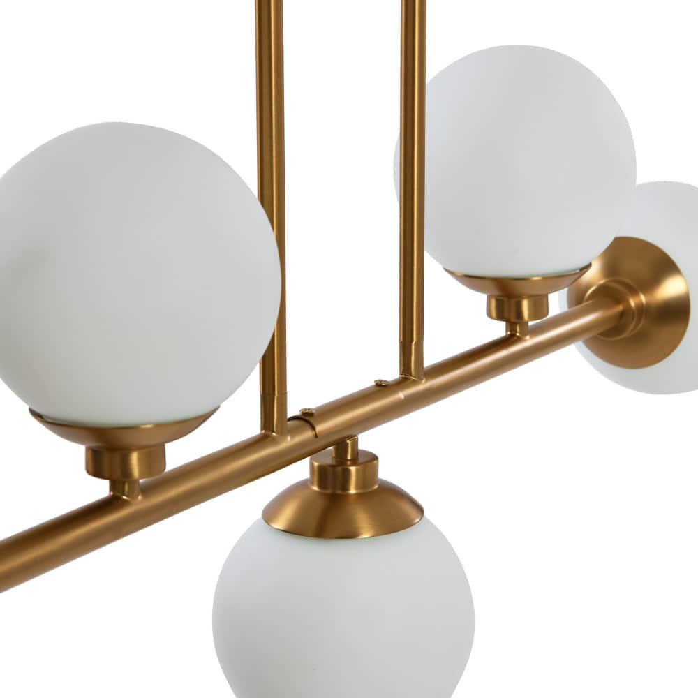 Hello Honey® Robert Stevenson Lighting Lorne 34" Brushed Gold 5-Light Metal and Frosted Glass Chandelier