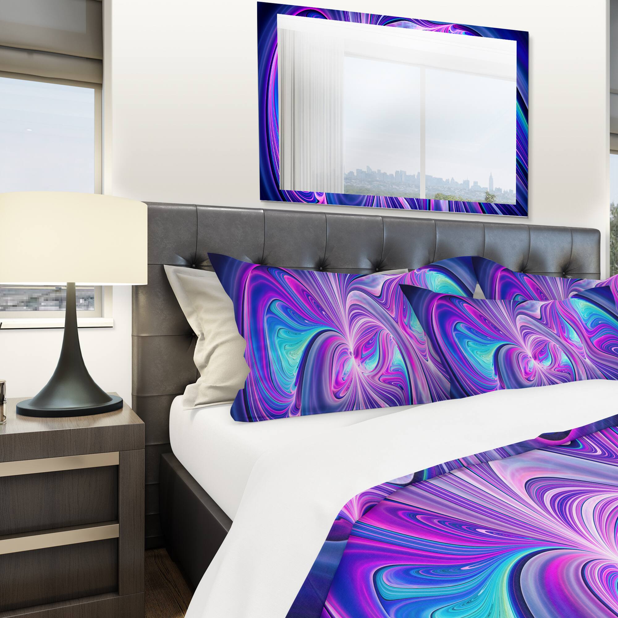 Designart &#x27;Purple and Blue Wonder&#x27; Modern &#x26; Contemporary Bedding Set - Duvet Cover &#x26; Shams