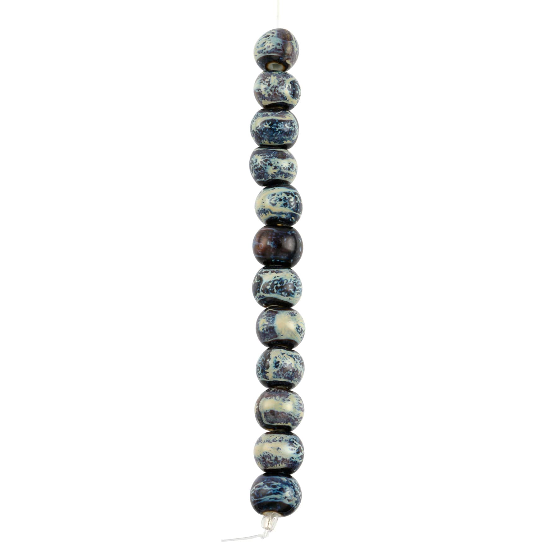 Blue Marbled Rondelle Ceramic Beads, 13.5mm by Bead Landing&#x2122;
