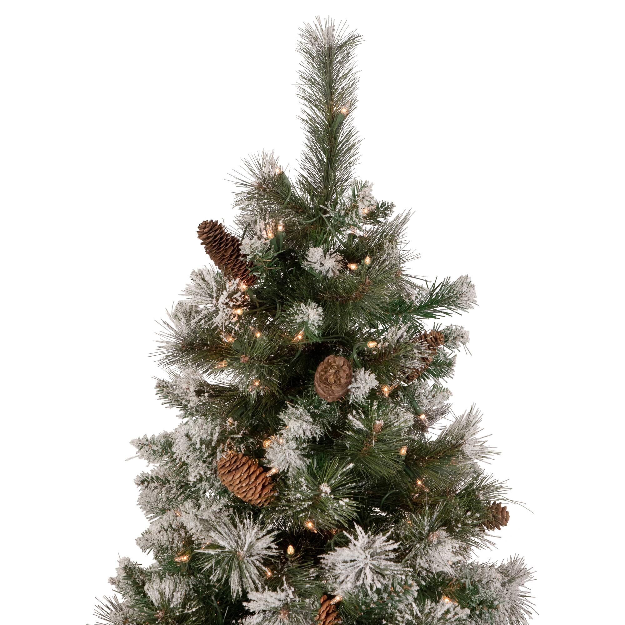 7.5ft. Pre-Lit Flocked Valley Pine Artificial Christmas Tree, Clear Lights