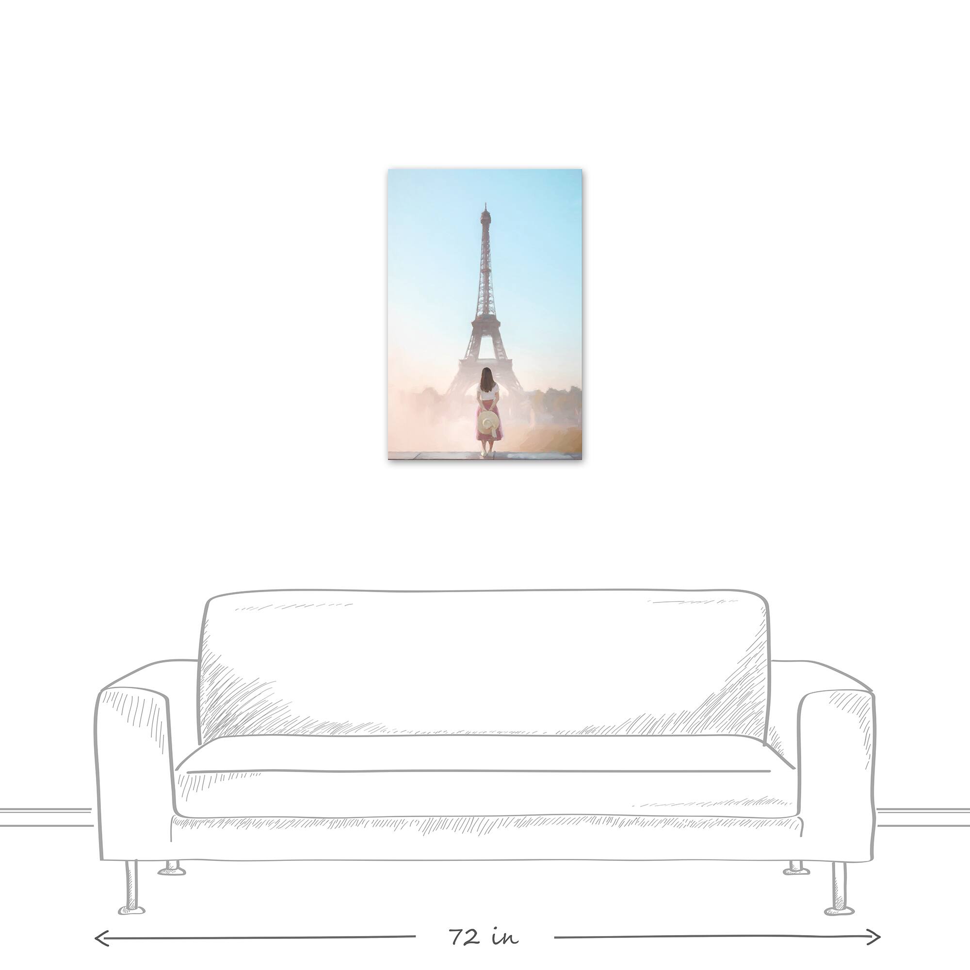 Hazy Dawn Eiffel Tower Canvas Wall Art