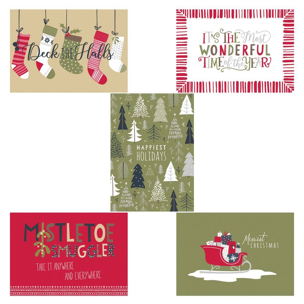 JAM Paper Rustic Season&#x27;s Greetings Assorted Christmas Cards Set, 24ct.