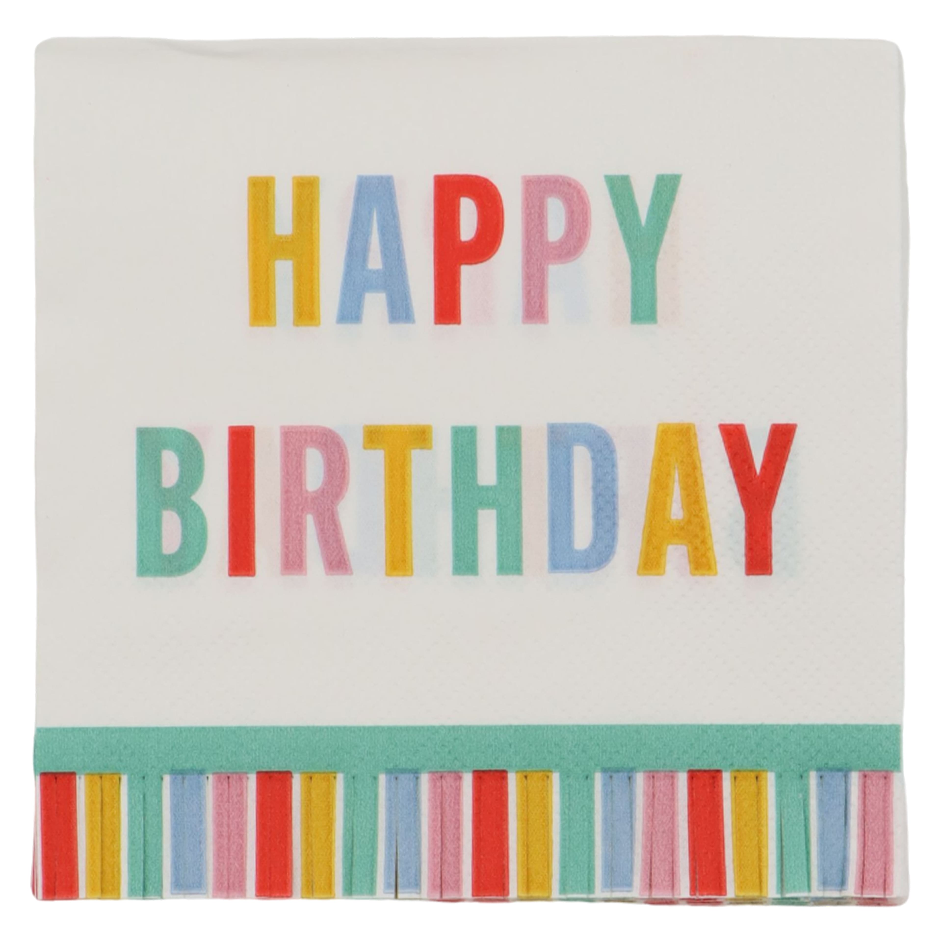 Happy Birthday Stripes Beverage Napkins, 20ct. by Celebrate It&#x2122;