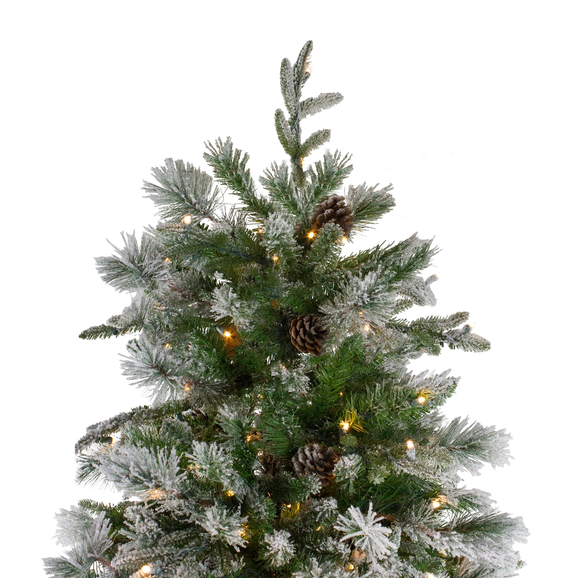 7.5ft. Pre-Lit Real Touch™️ Flocked Rosemary Emerald Angel Pine Artificial Christmas Tree, Clear LED Lights