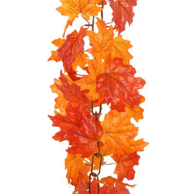 6ft. Glittery Orange Maple Leaf Chain Garland By Ashland® 