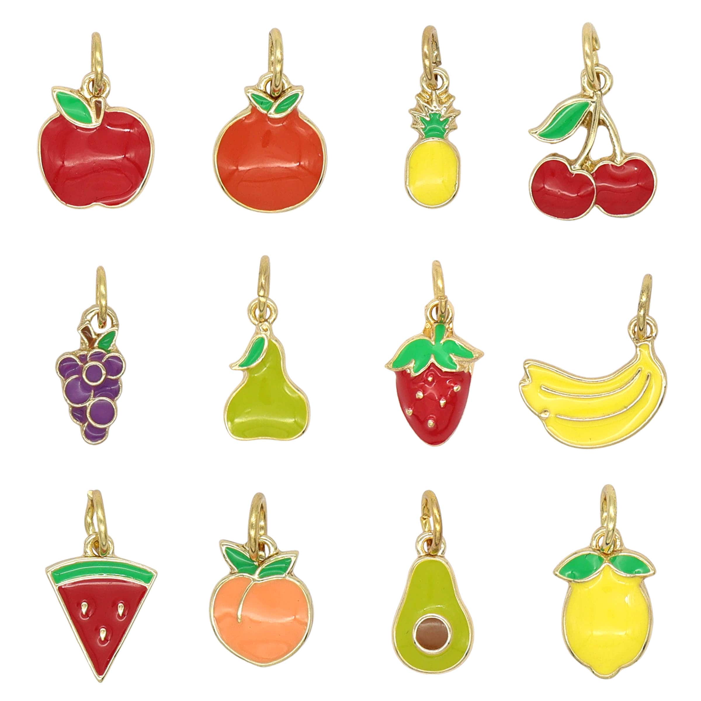 12 Pack: Enamel Fruits Charm Mix by Bead Landing™