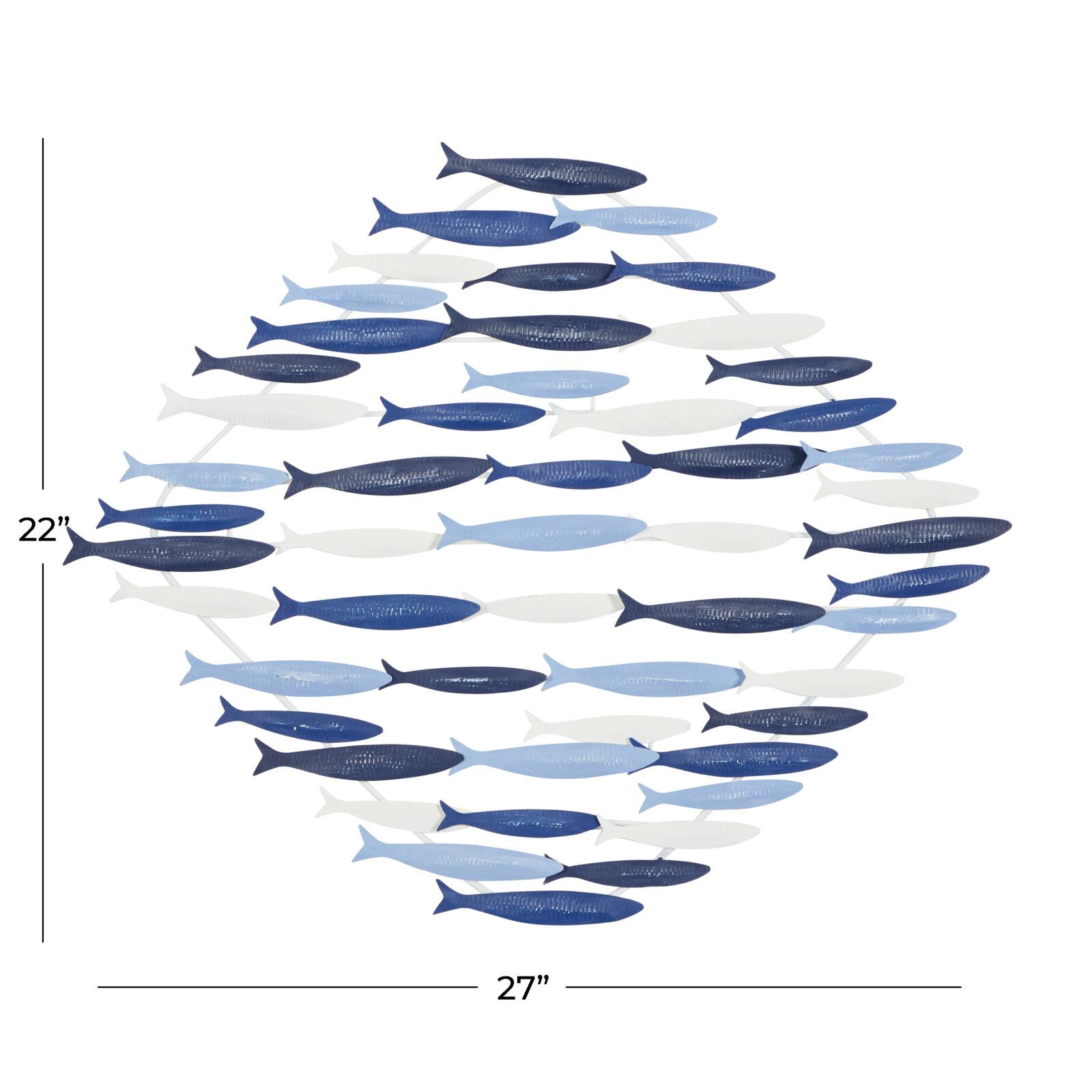 Blue Metal Coastal Wall Decor, 27" x 22"