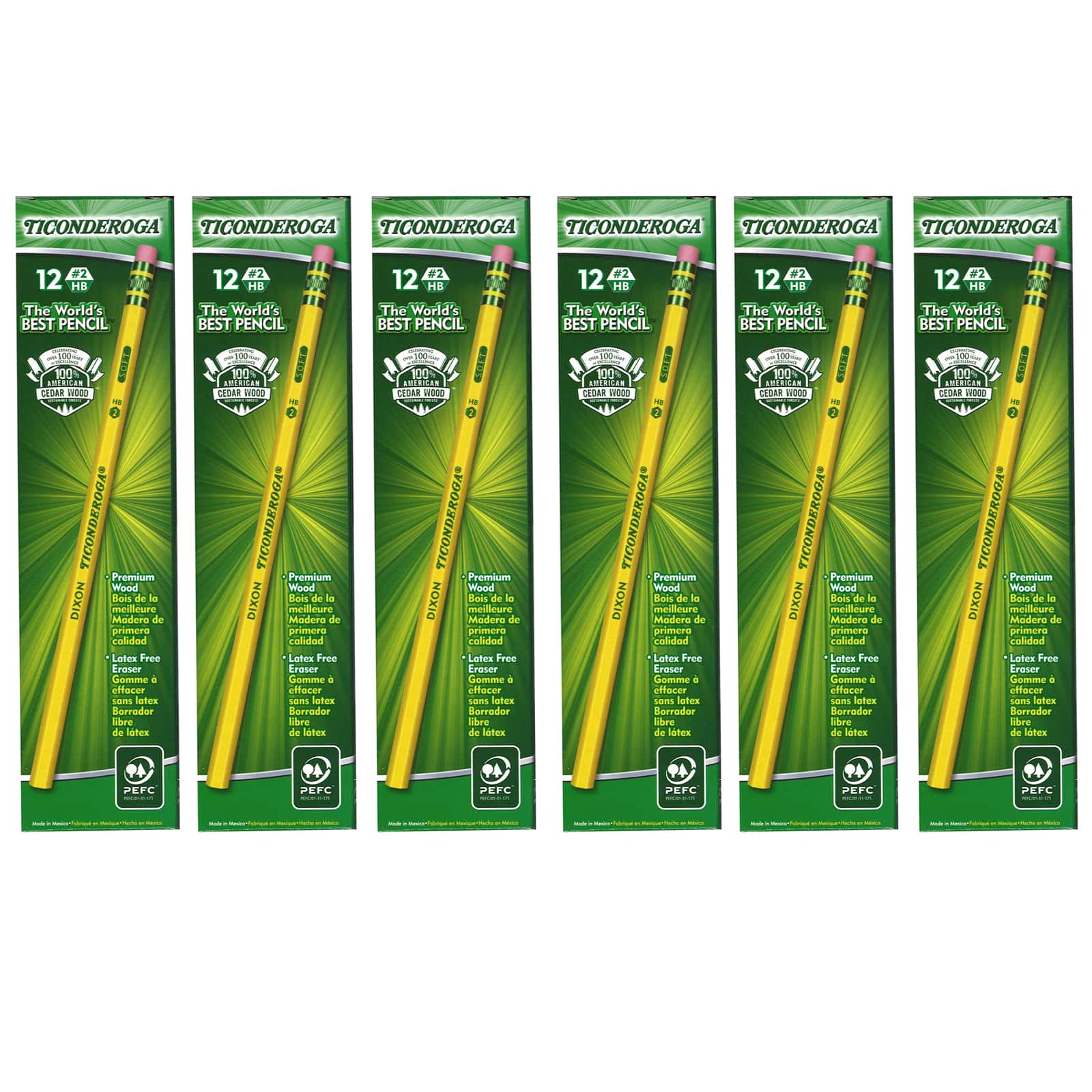 Ticonderoga® Pencils with Erasers, 6 Packs of 12