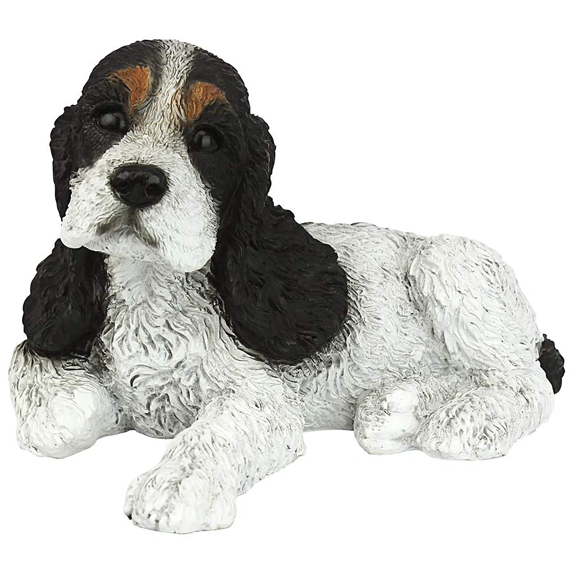 Design Toscano 10&#x22; Black &#x26; White Cocker Spaniel Puppy Dog Statue