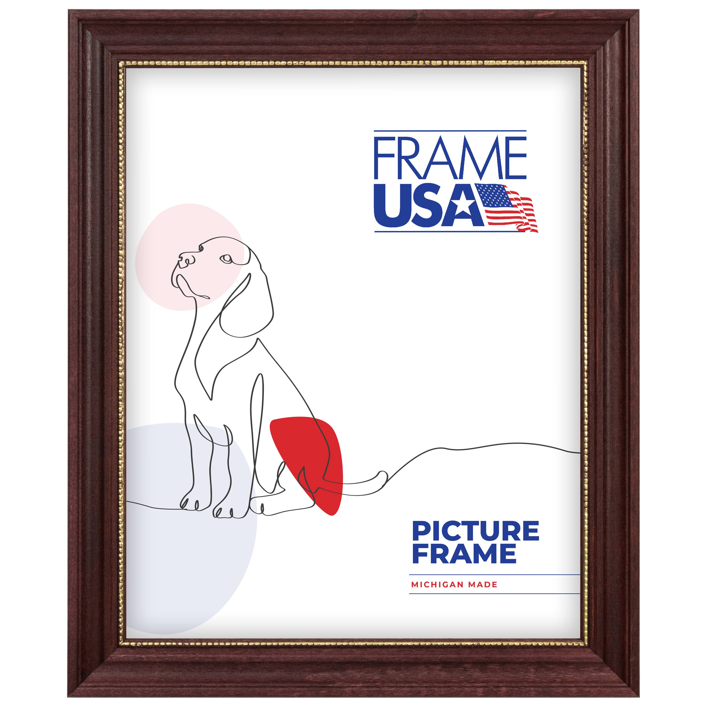 Frame USA Boardroom Cherry with Gold Bead Single Image Picture Frame