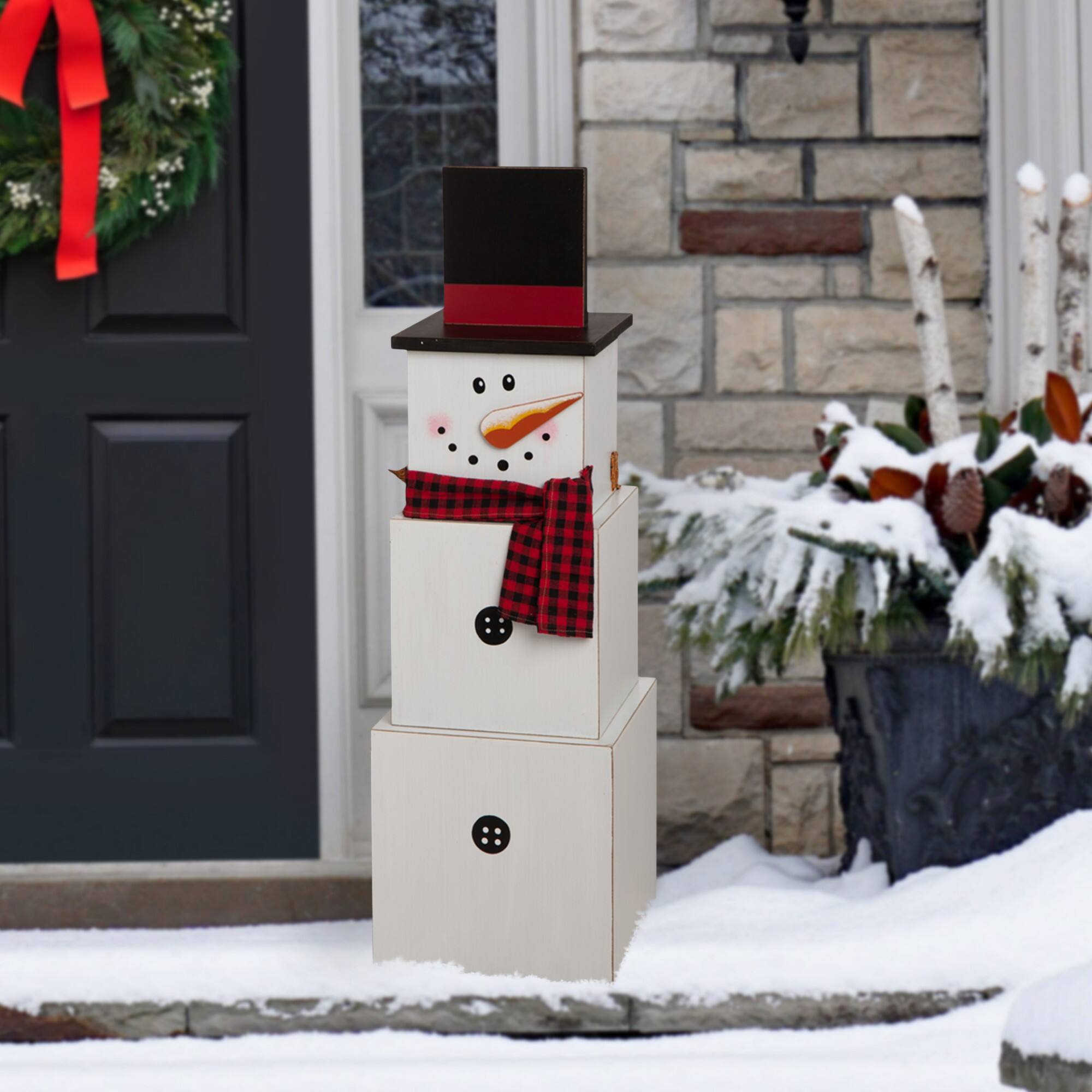 Glitzhome&#xAE; 36&#x22; Double-Sided Snowman &#x26; Scarecrow Porch D&#xE9;cor