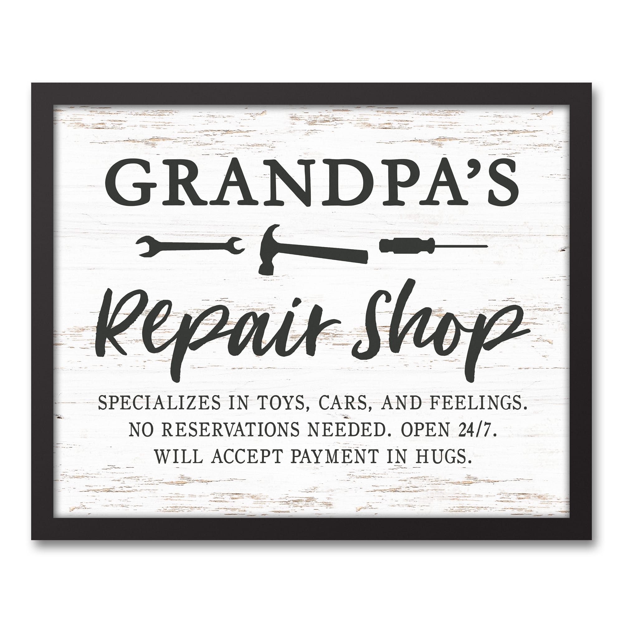 Grandpa Repair Shop Black Framed Canvas