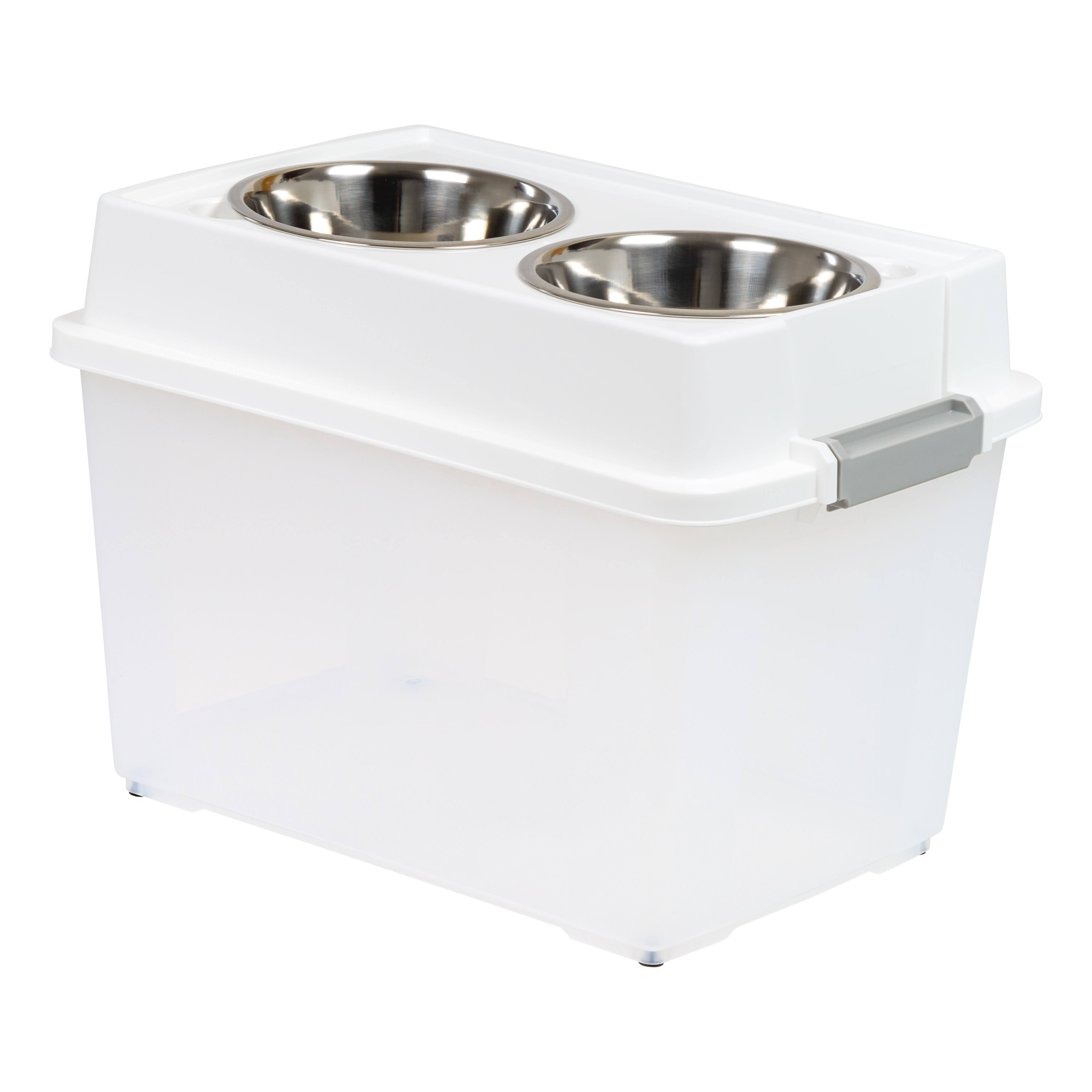 IRIS Clear, White, Gray 45qt. Airtight Elevated Feeder Storage Container