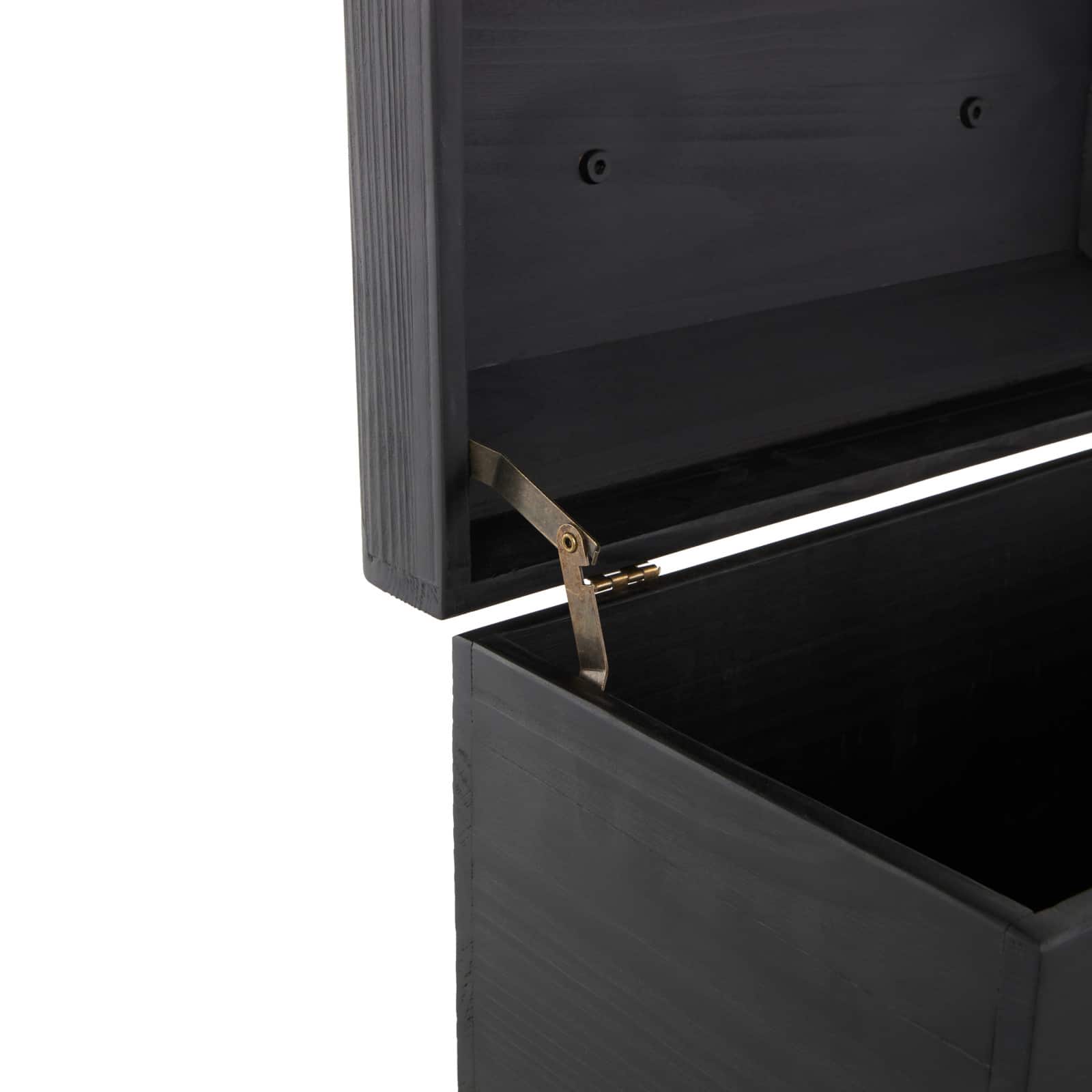 Black Wood Handmade Decorative Box Set with Brass Latches and Handle