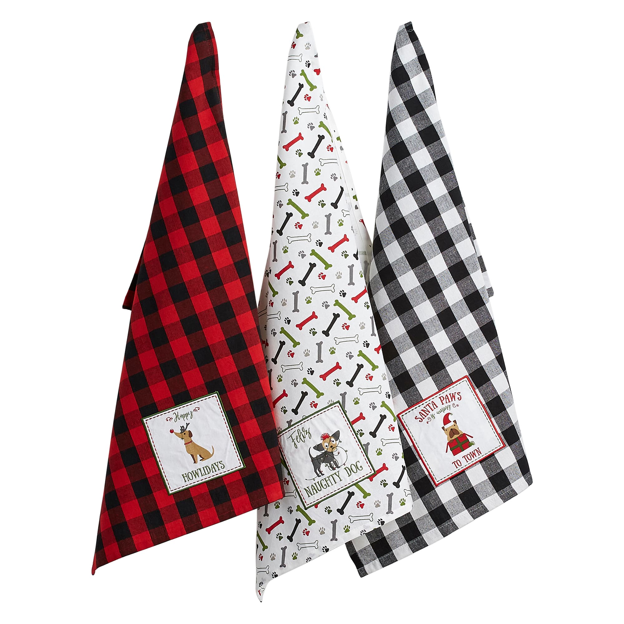 DII&#xAE; Christmas Puppy Embellished Dishtowel Set