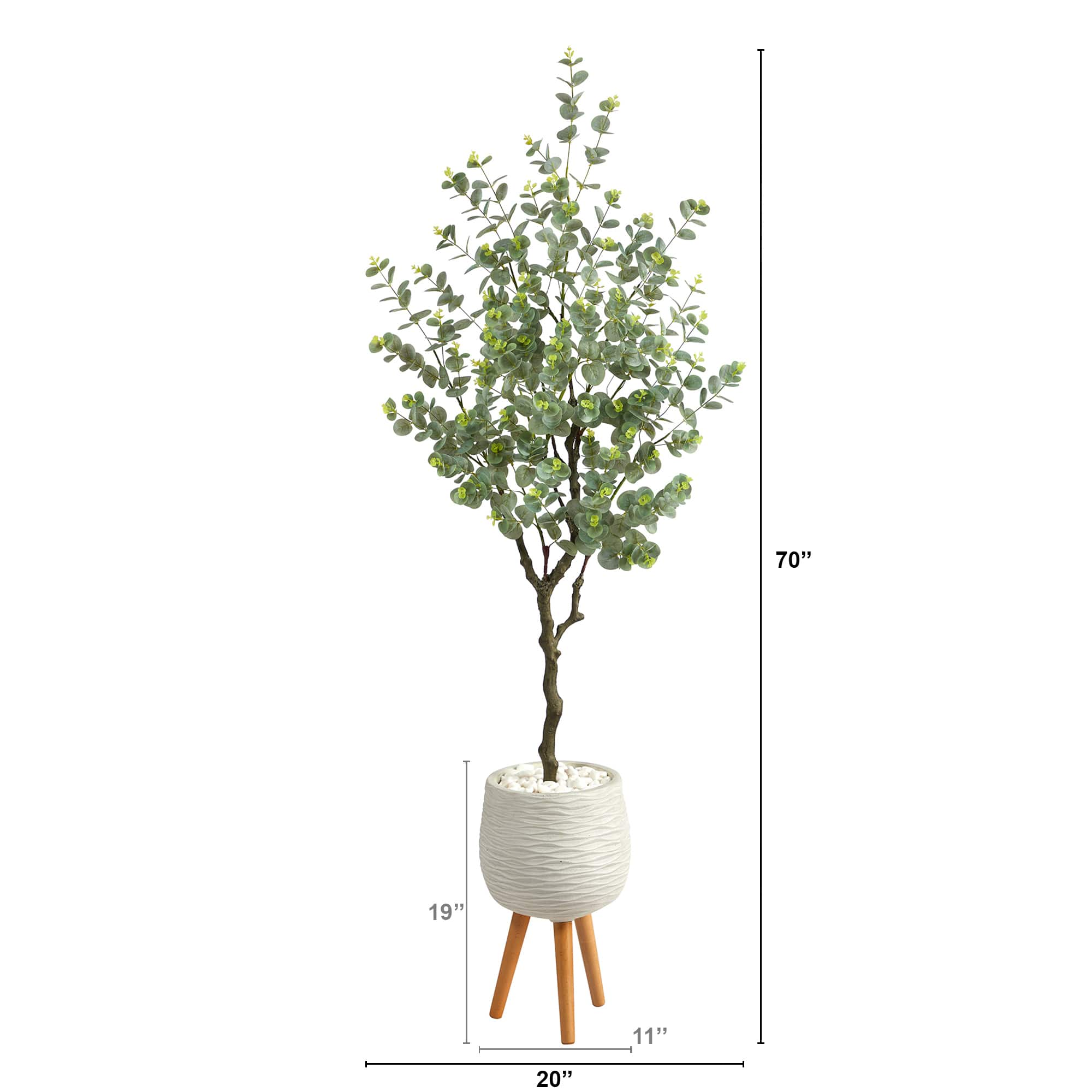 6ft. Eucalyptus Artificial Tree in White Planter with Stand