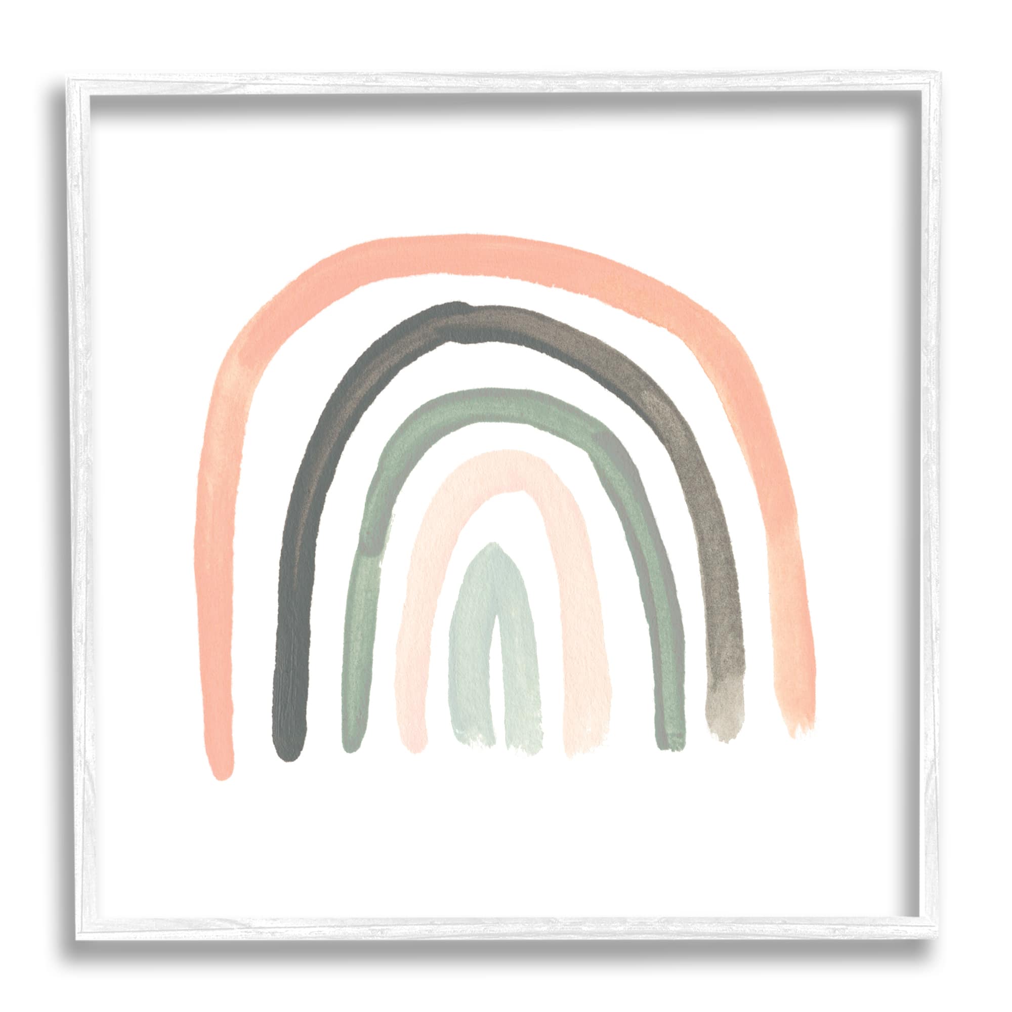 Stupell Industries Sweet Rainbow Arches Soft Green Pink Pastels in White Frame Wall Art