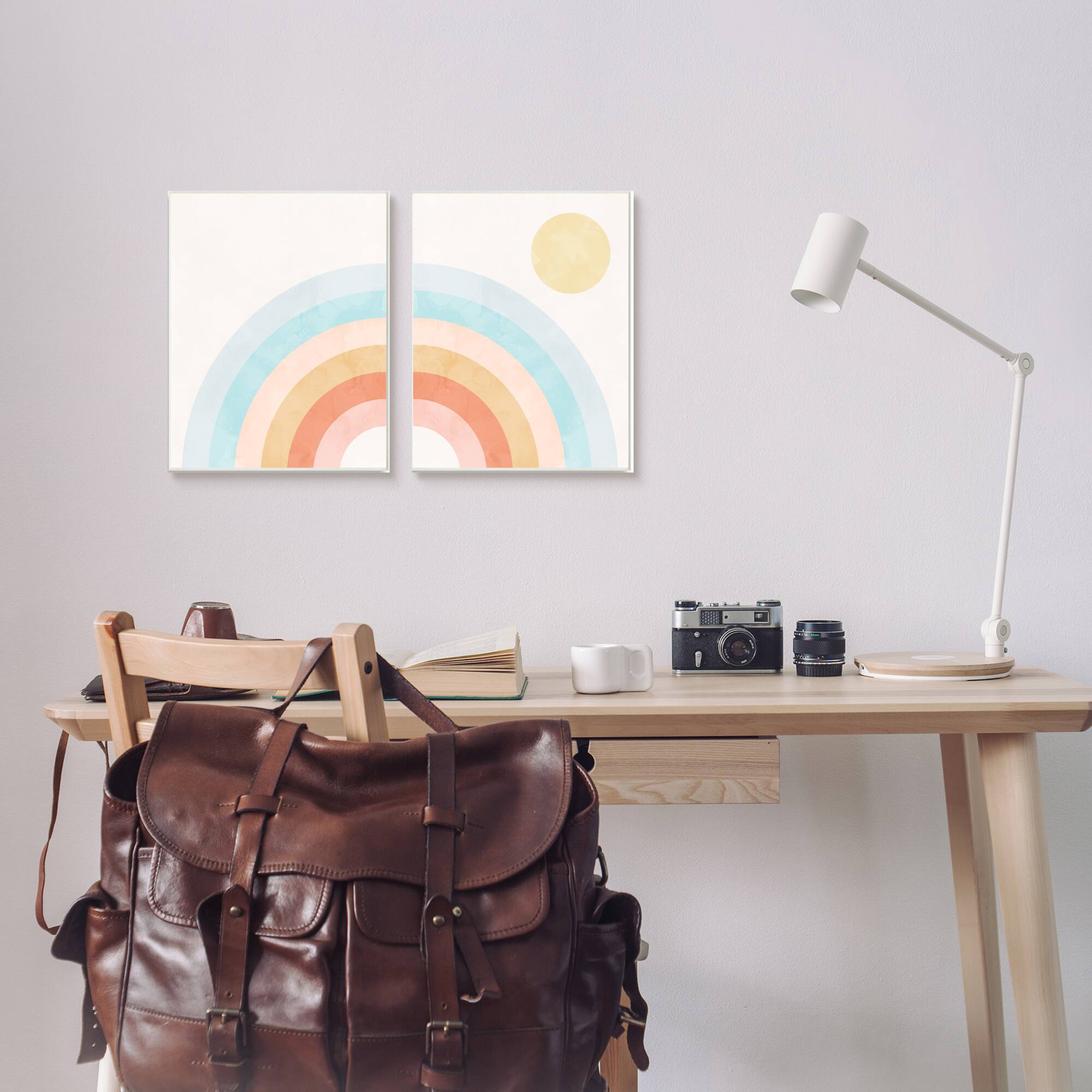 Stupell Industries Bold Summer Sun Rainbow Soft Pastel Tones Kids Wall Plaque