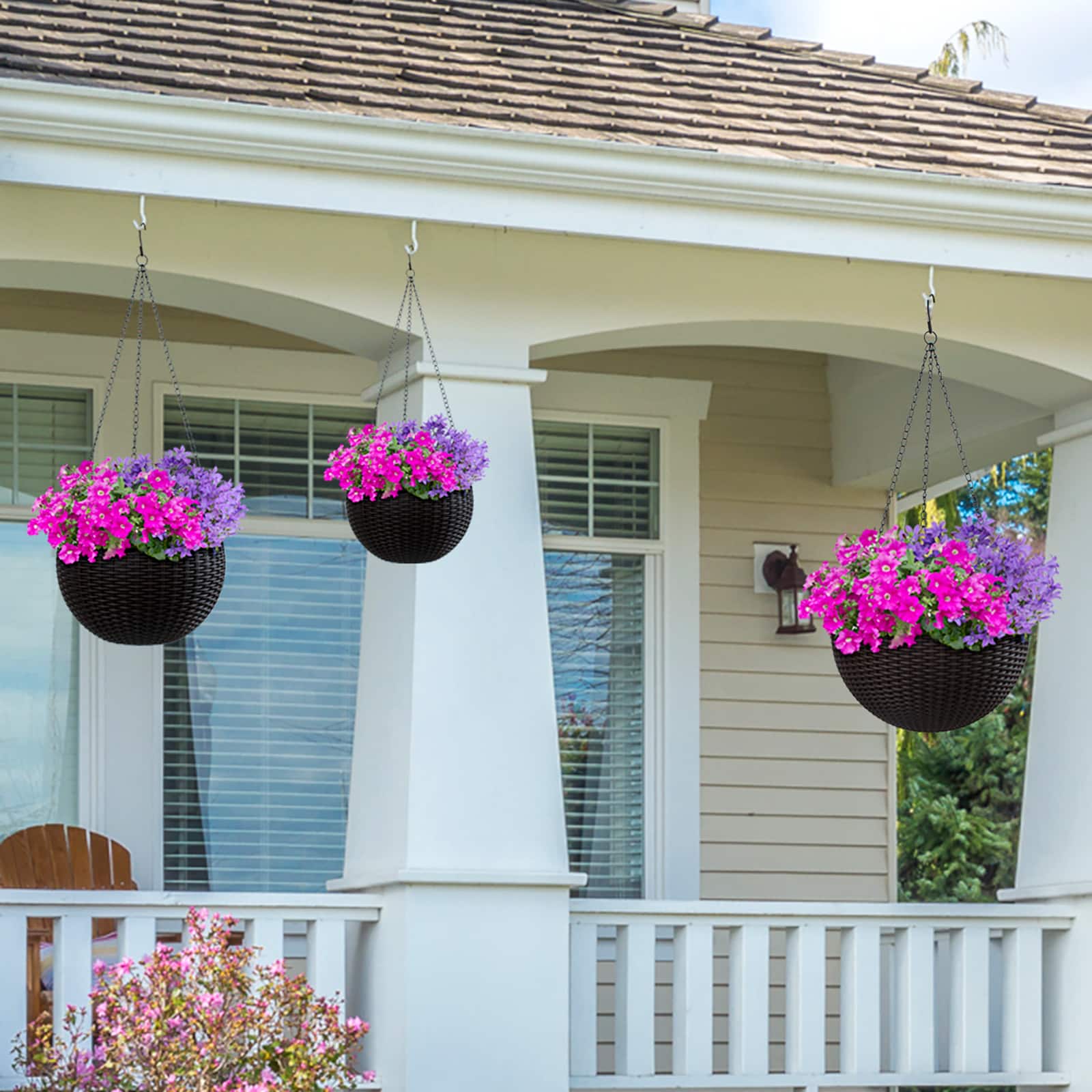 Sorbus 28" Brown Round Hanging Planters, 2ct.