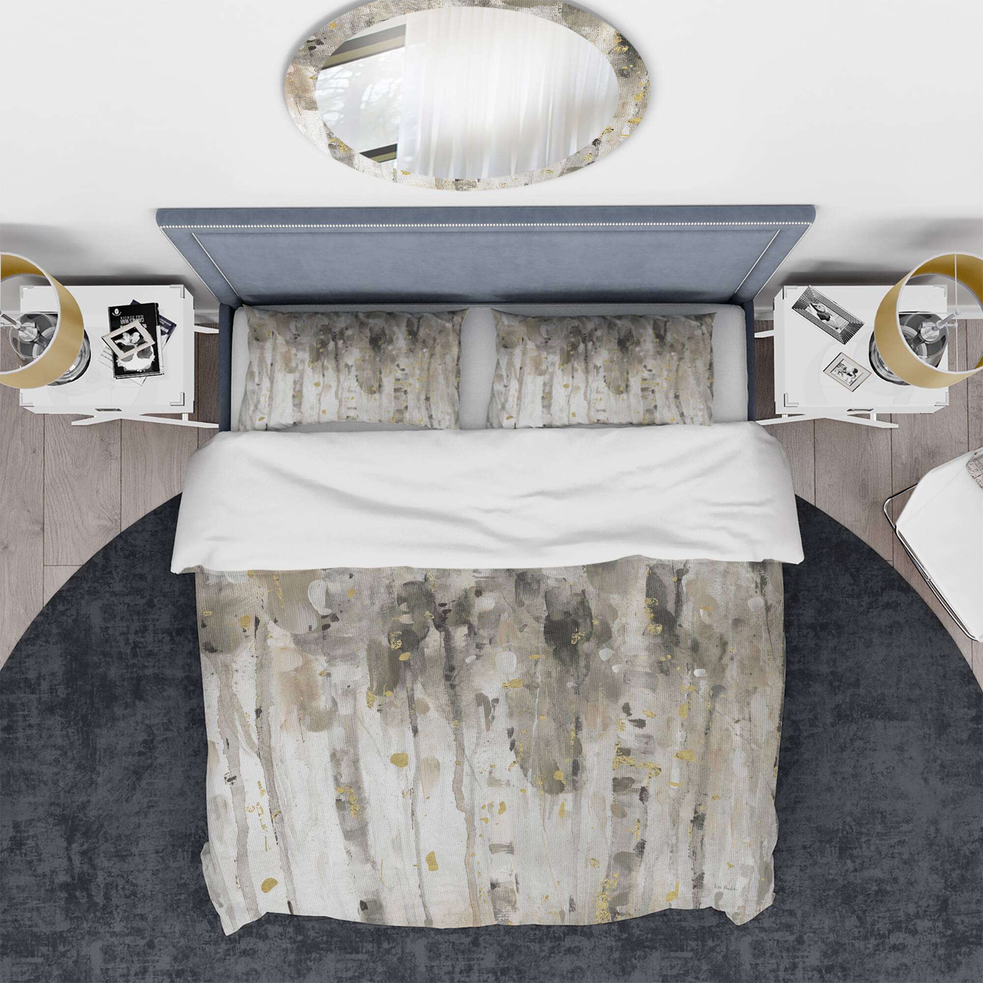 Designart &#x27;The Modern Grey Forest IV&#x27; Glam Bedding Set - Duvet Cover &#x26; Shams