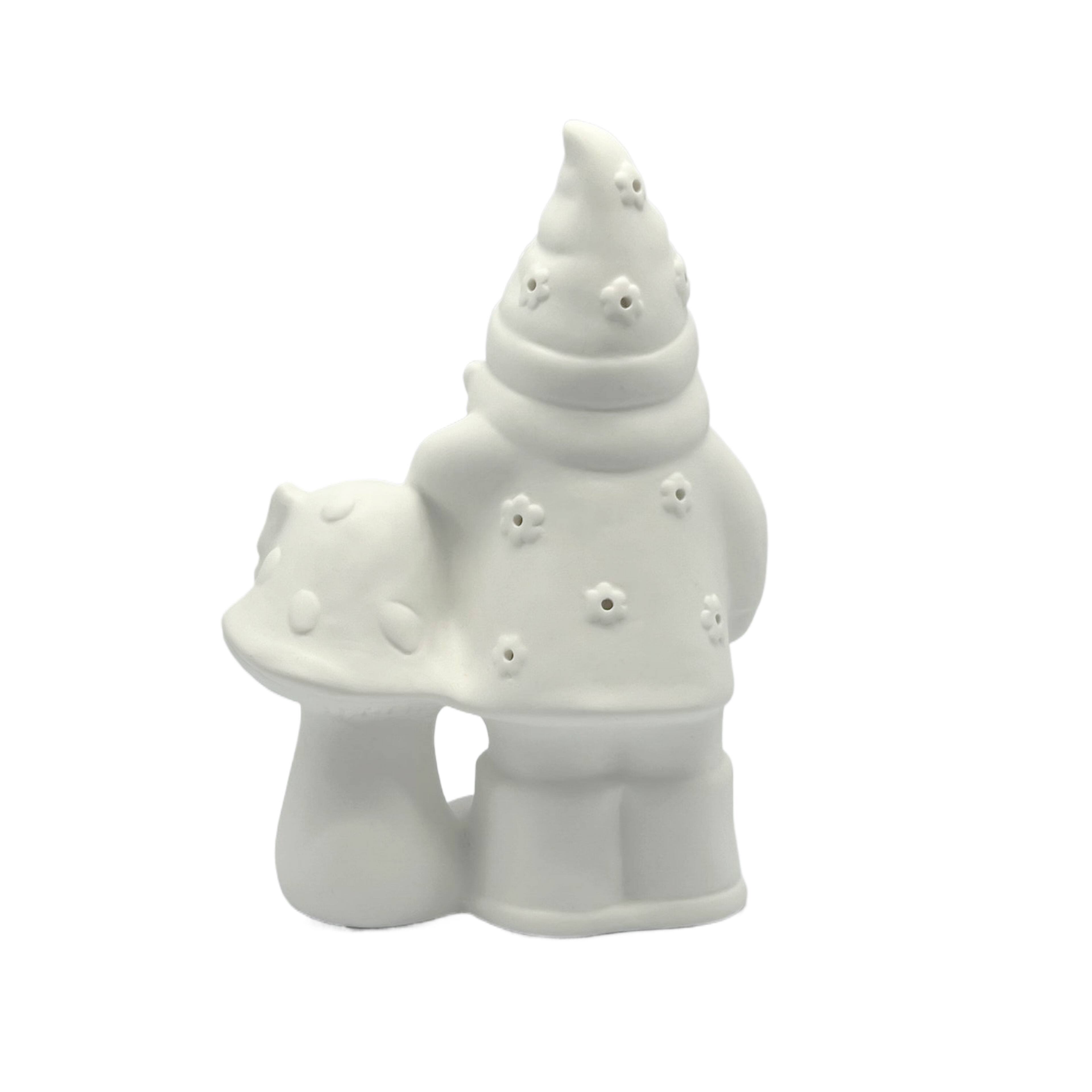 8&#x22; Unfinished Gnome Mushroom DIY LED Ceramic D&#xE9;cor by Make Market&#xAE;