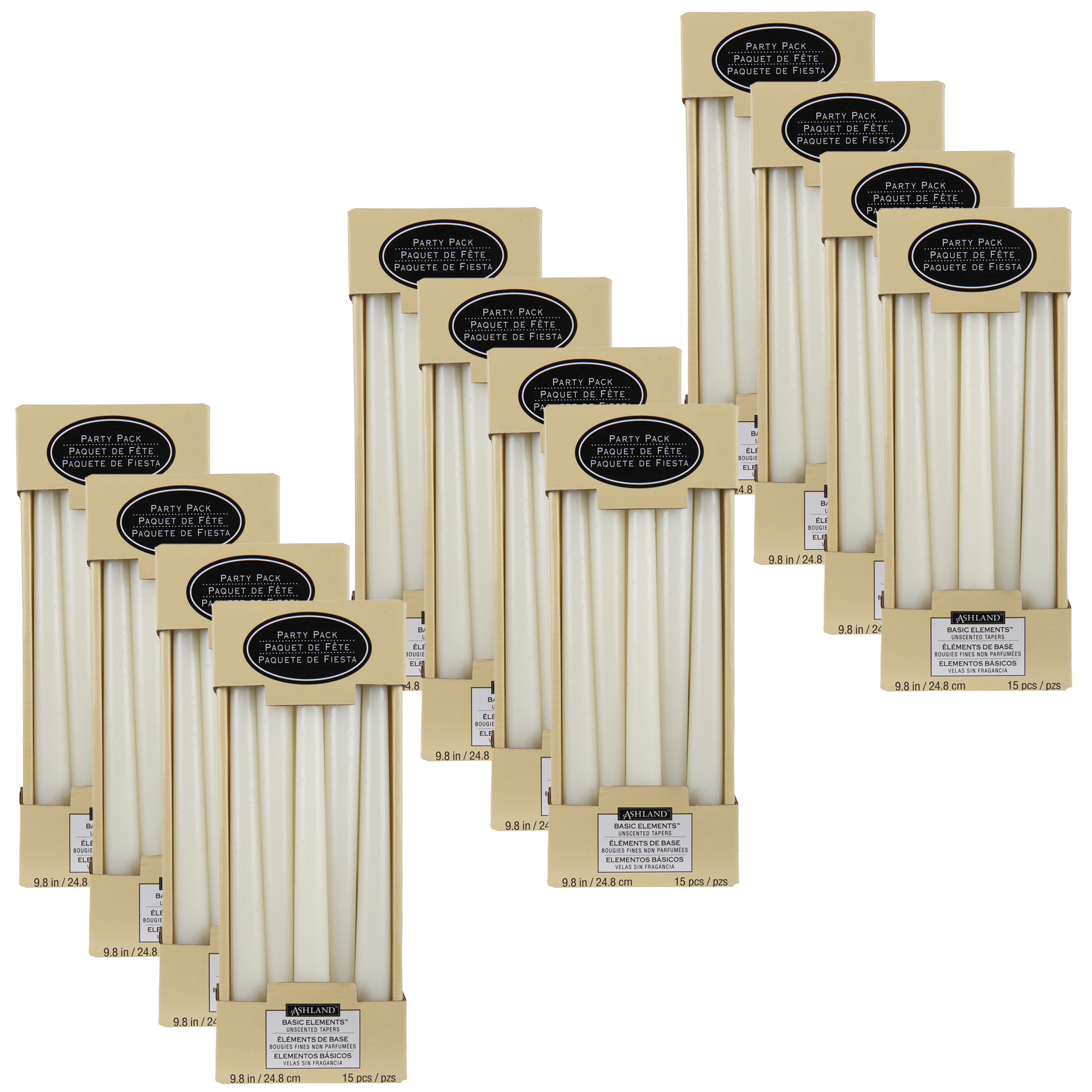 12 Packs: 15 ct. (180 total) 10&#x22; White Taper Candles by Ashland&#xAE;