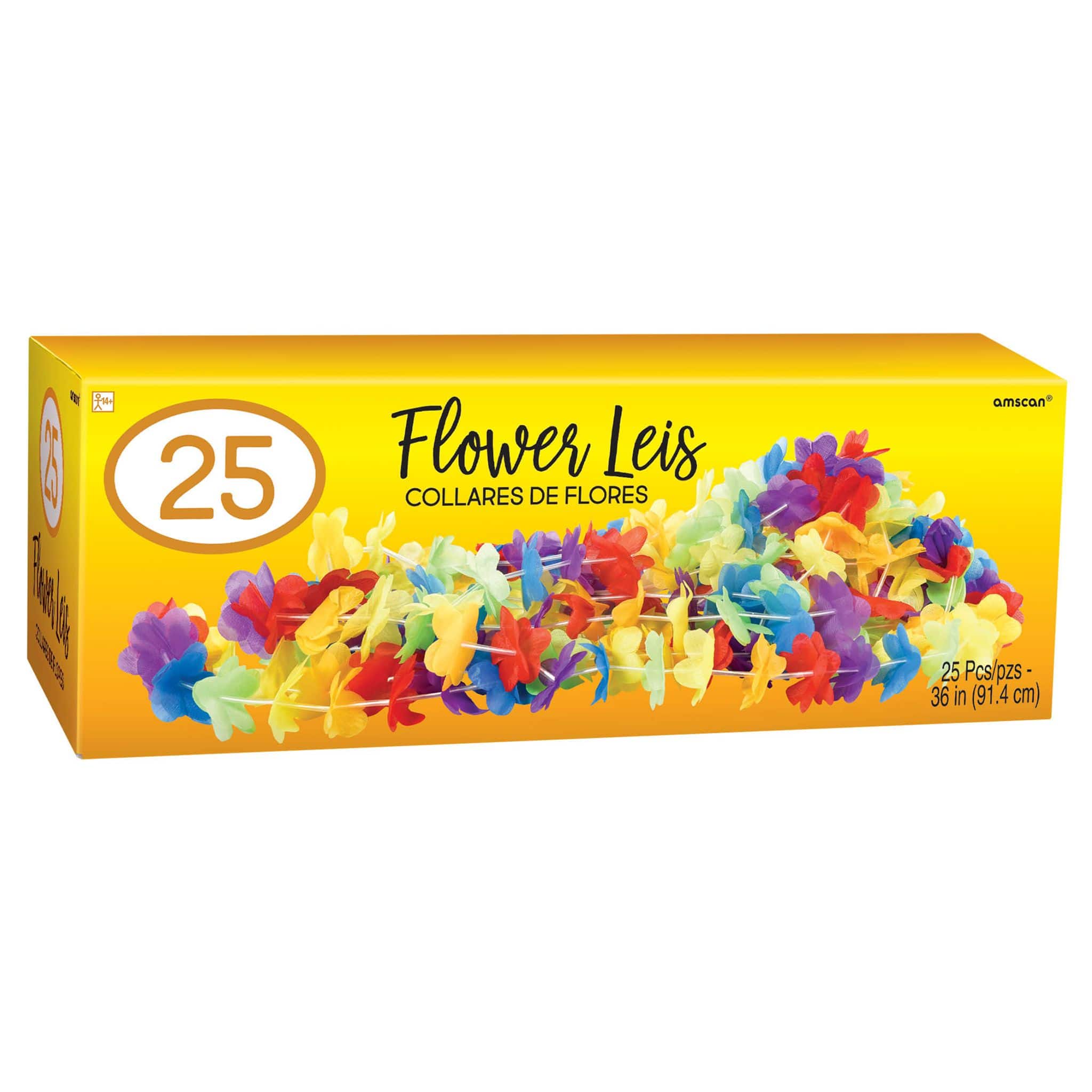 Summer Luau Box of Rainbow Flower Leis, 25ct.