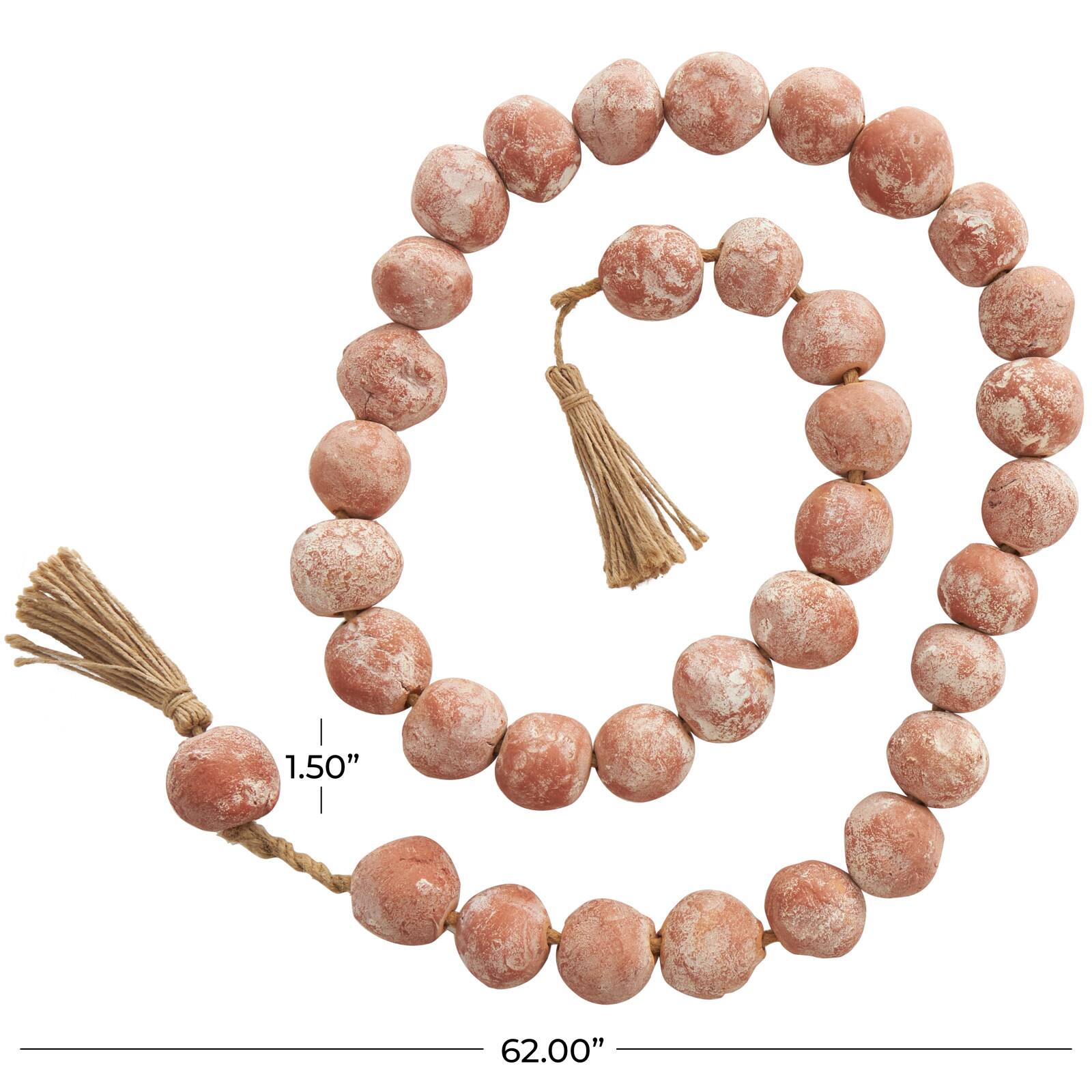 5ft. Paper Mache Round Distressed Beaded Garland with Tassel