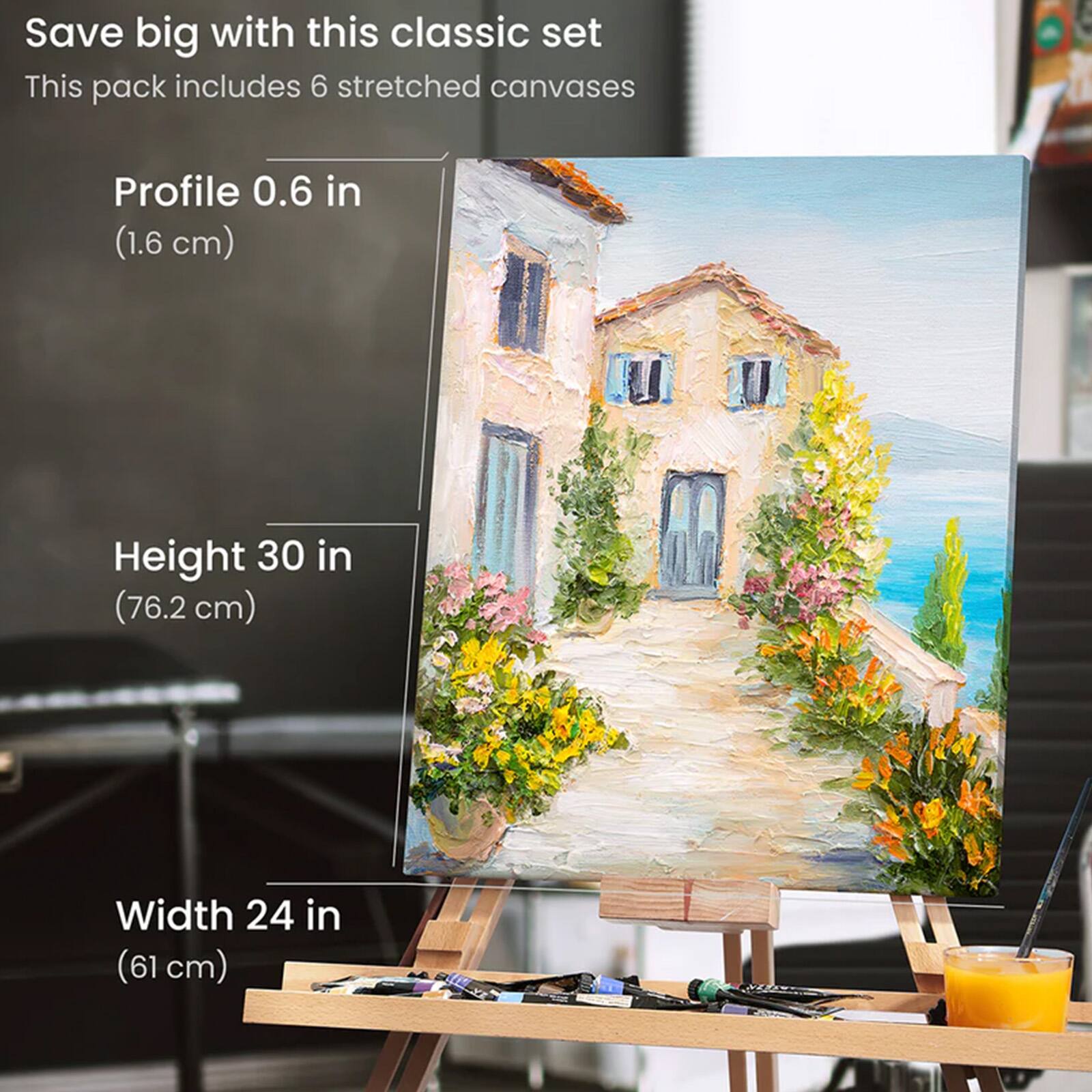 Arteza&#xAE; 24&#x22; x 30&#x22; White Stretched Canvases, 6ct.