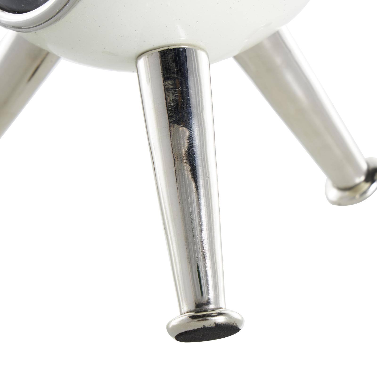 8.5" Silver Orb Metal Clock with Black Clockface & Silver Tripod Legs