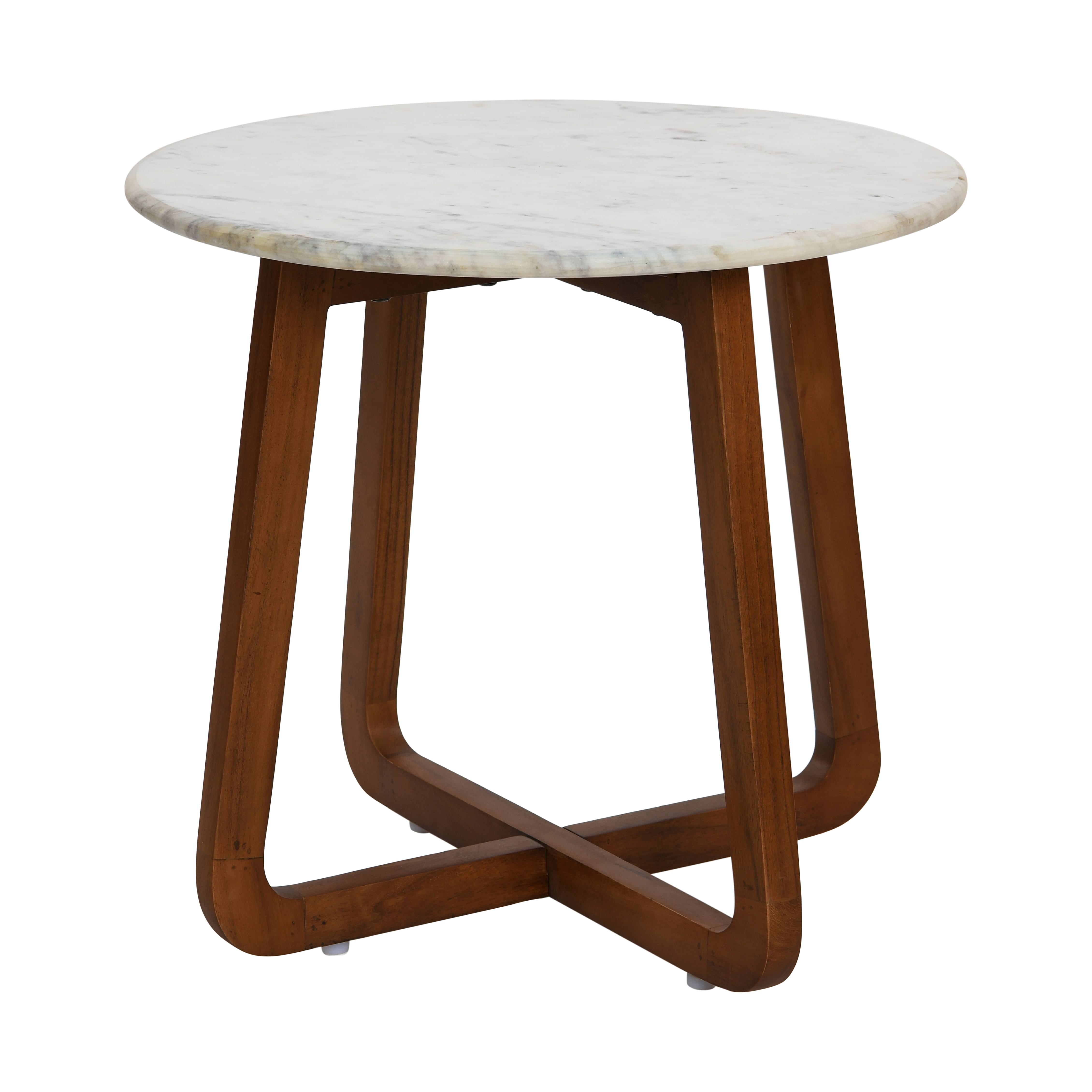 Hello Honey&#xAE; Modern Bohemian Marble &#x26; Wood Round End Table