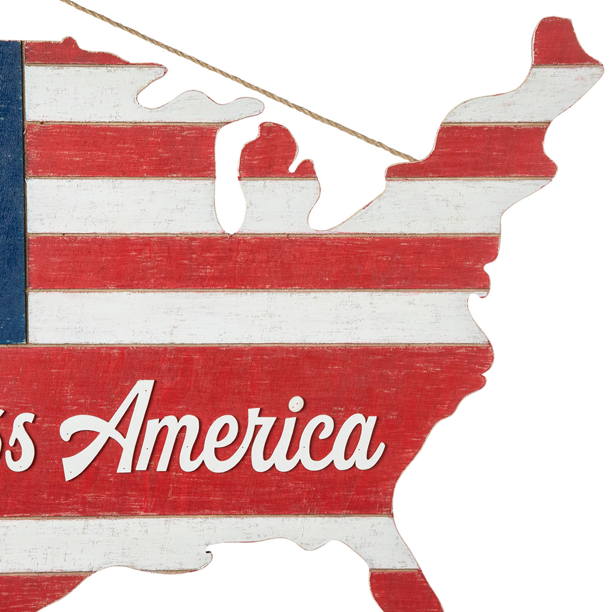 Glitzhome® 32.5" Wooden Patriotic America Map Wall Décor
