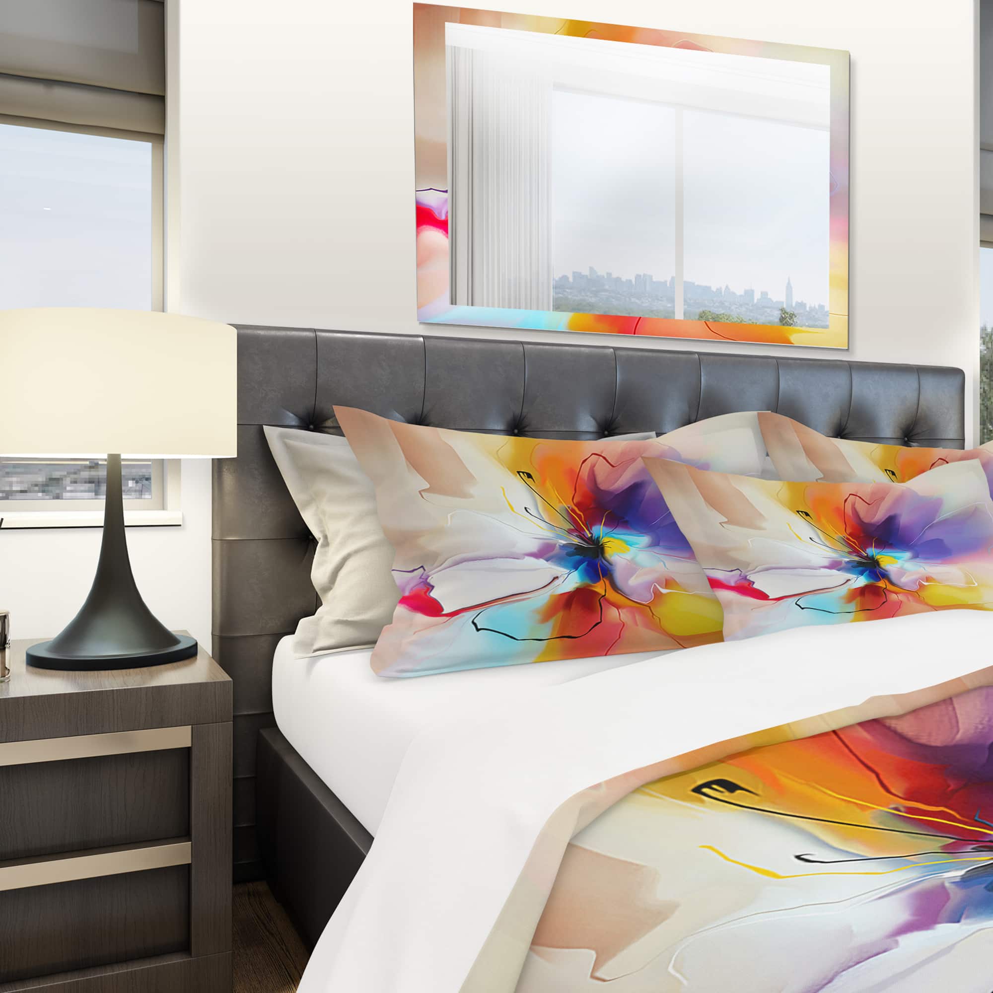 Designart &#x27;Creative Flower in Multiple Colors&#x27; Modern &#x26; Contemporary Bedding Set - Duvet Cover &#x26; Shams
