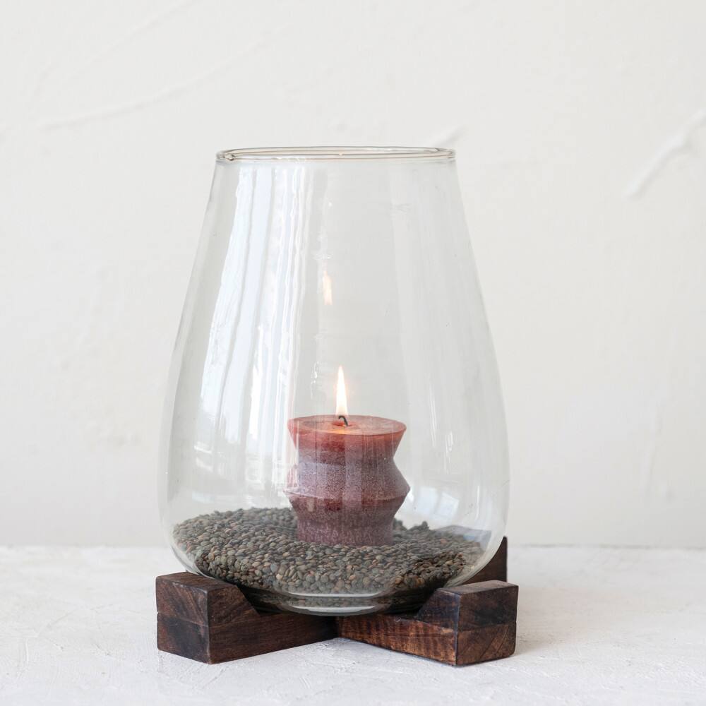 Hello Honey® 11" Glass Hurricane Candle Holder