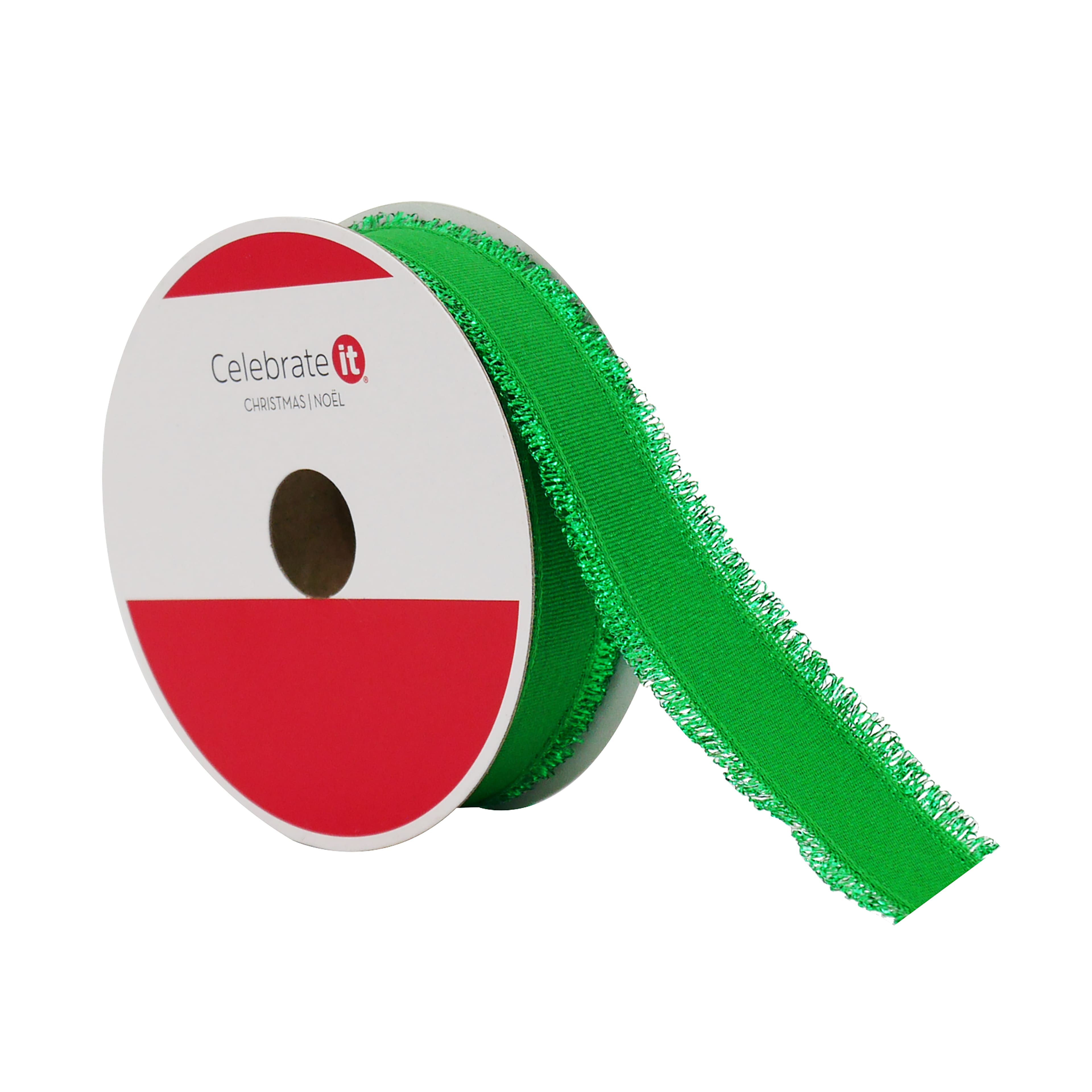 7/8&#x22; x 30ft. Green Tinsel Edged Wired Ribbon by Celebrate It&#xAE;