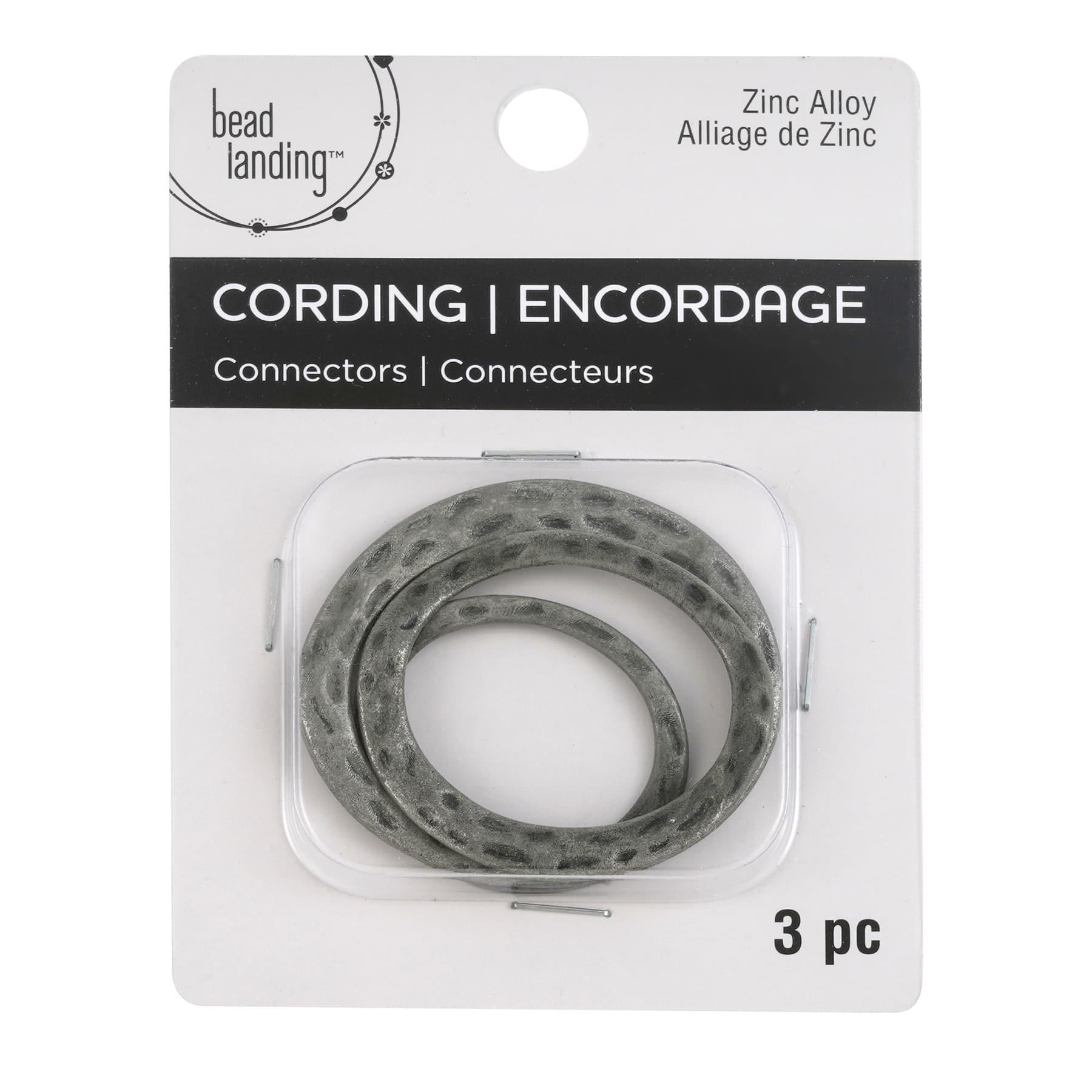 12 Packs: 3 ct. (36 total) Hammered Silver Oxide Cord Connectors by Bead Landing&#x2122;