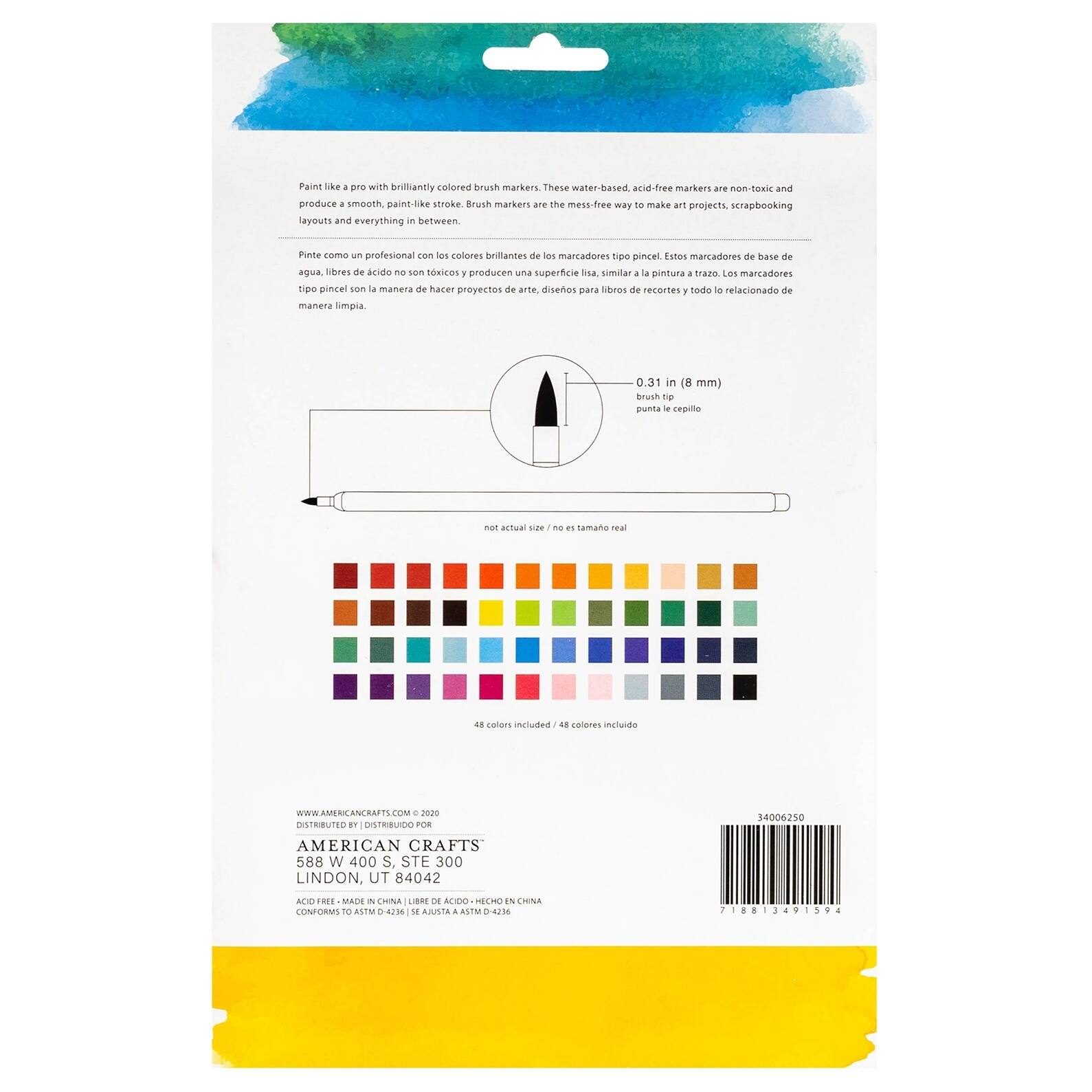 American Crafts&#x2122; Unicorns Small Brush Markers, 48ct.