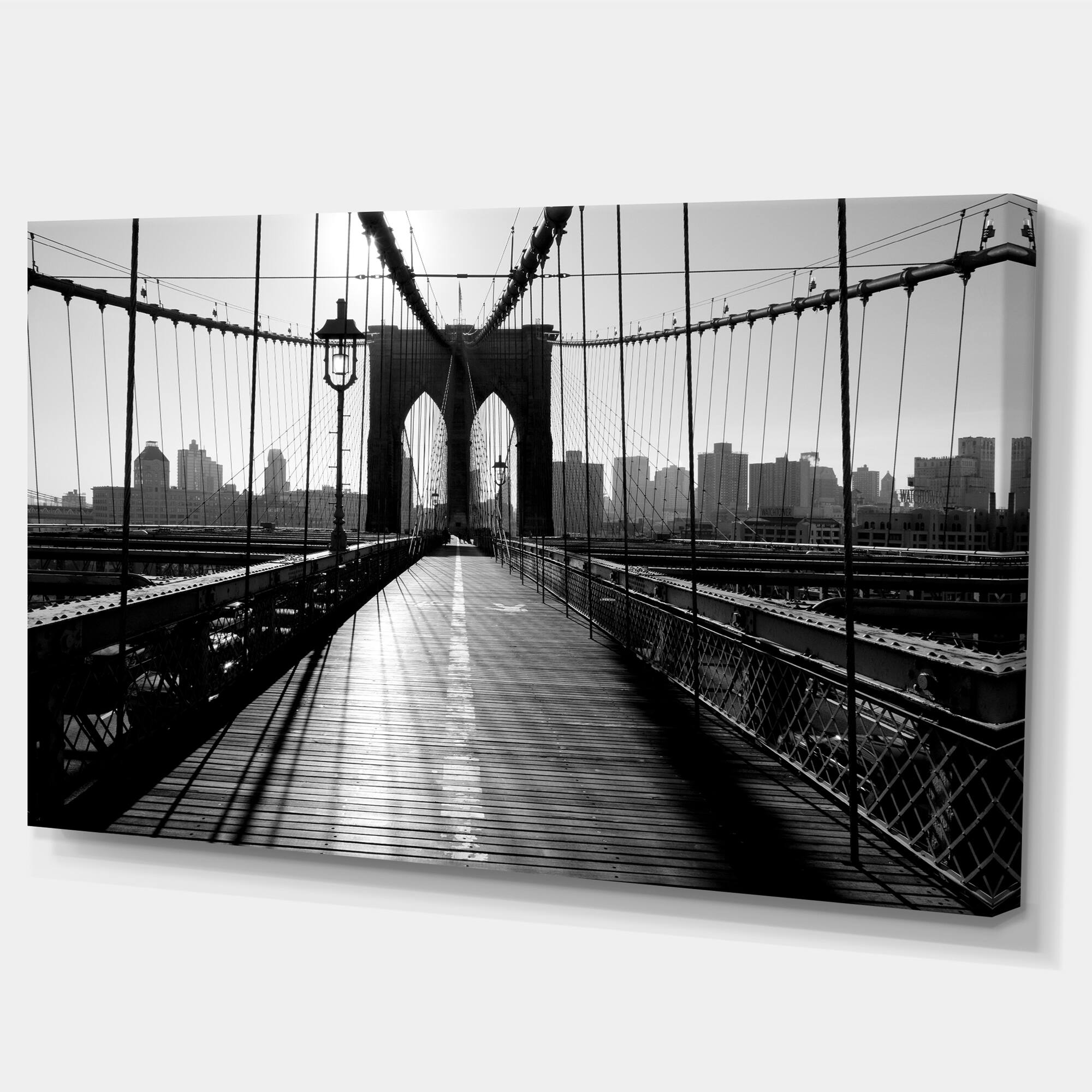 Designart - Dark Brooklyn Bridge - Cityscape Photo Canvas Print