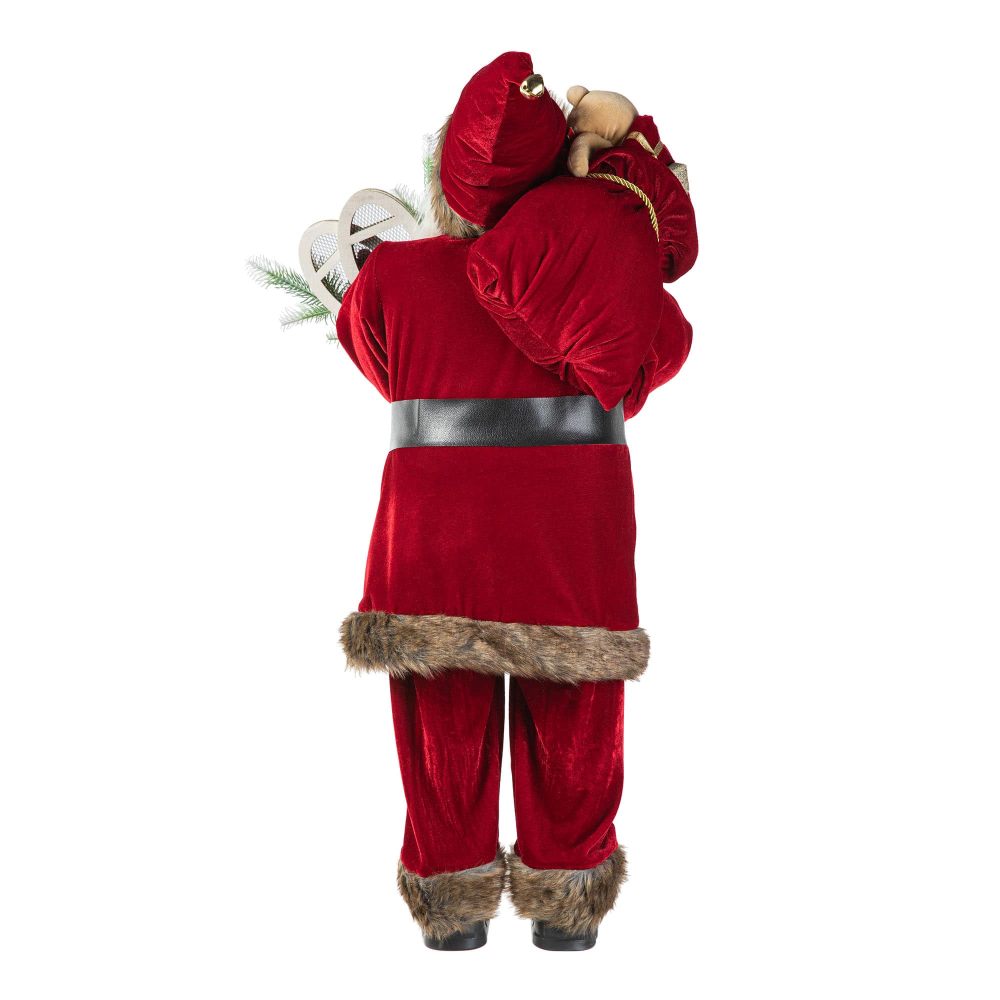 Glitzhome&#xAE; 35.5&#x22; Faux Fur Traditional Christmas Santa Figurine