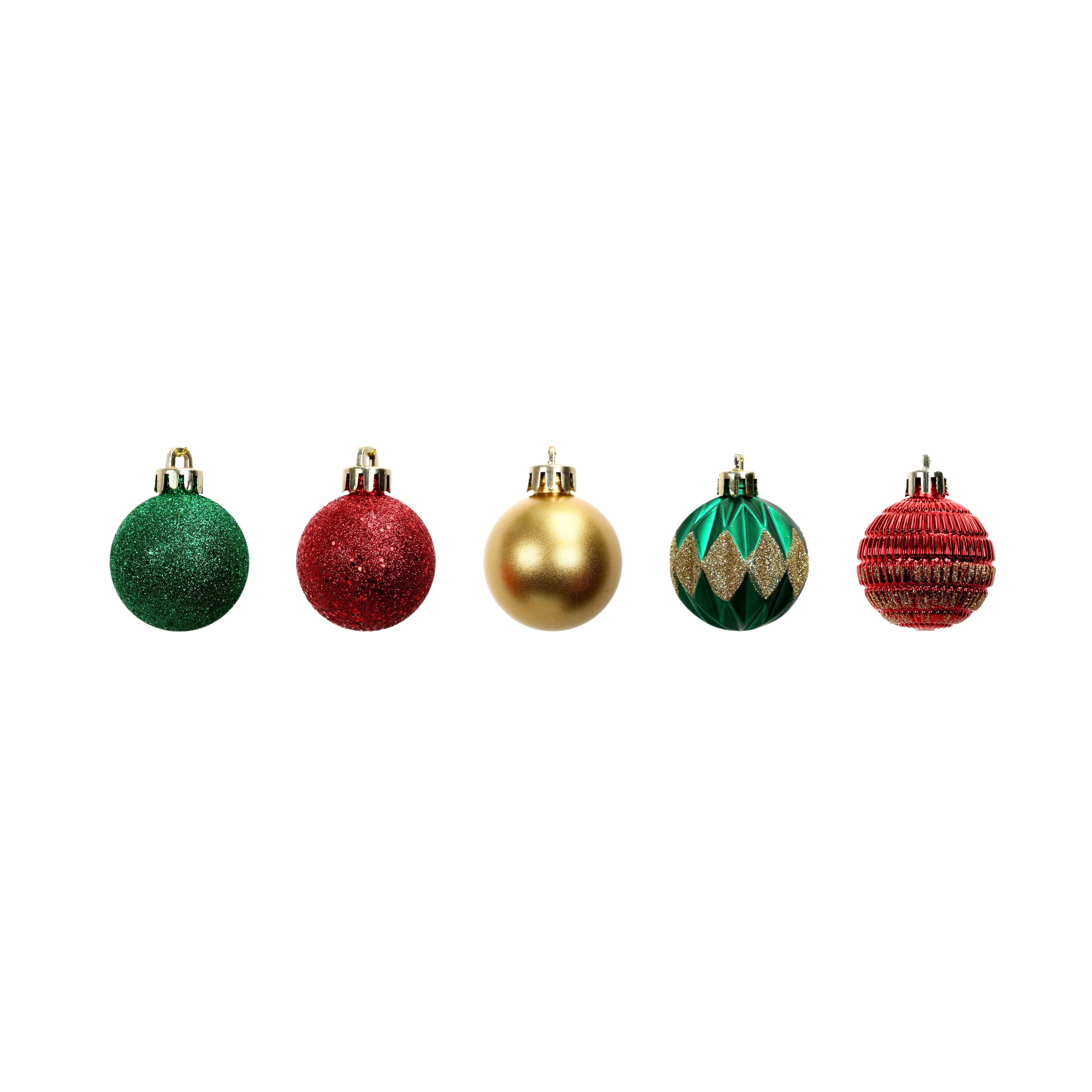 Assorted Green, Red &#x26; Gold Ball Plastic Ornament Tube by Ashland&#xAE;, 1pc